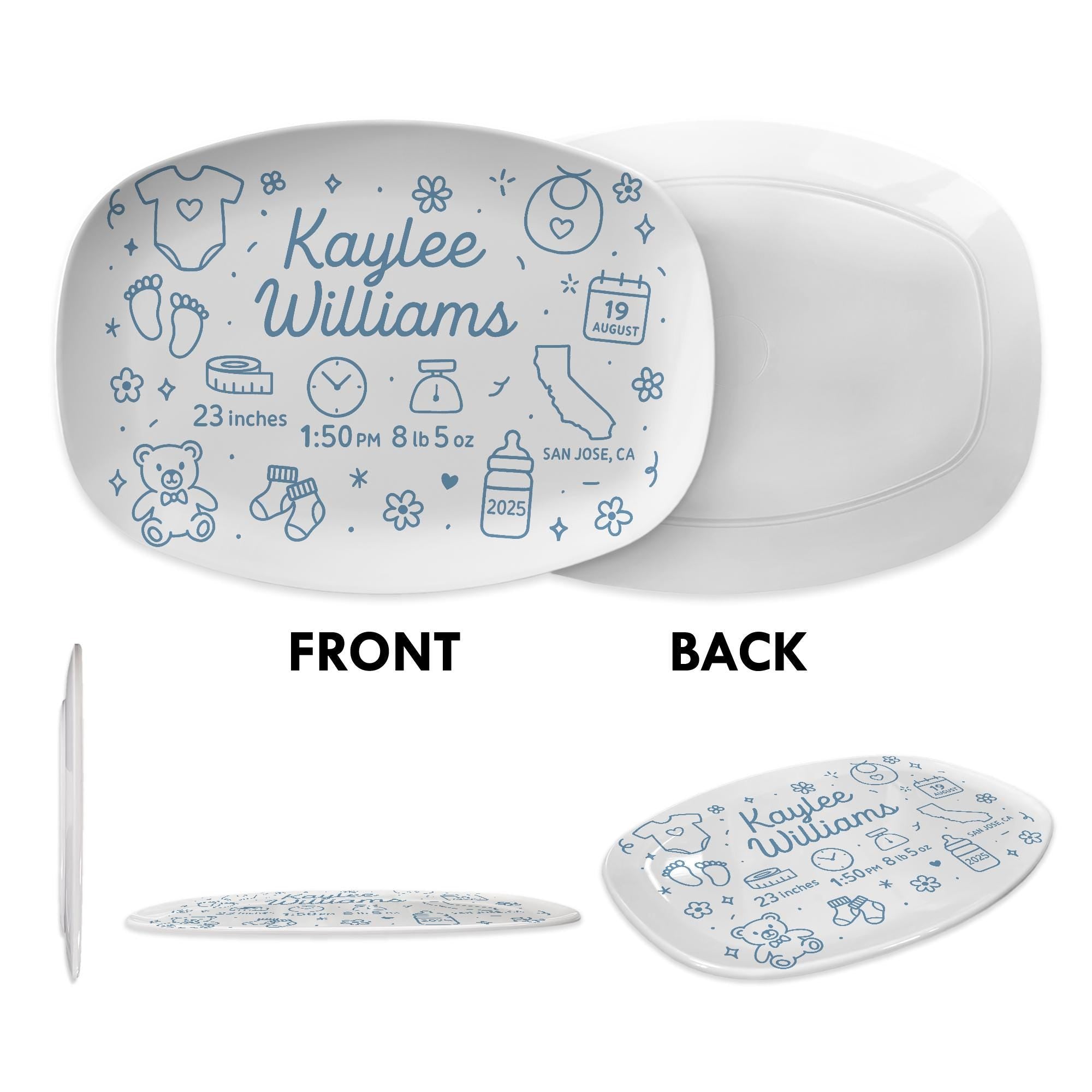 Personalized Baby Birth Platter, Custom Baby Stats Keepsake, Newborn Arrival Gift, Nursery Decor, Baby Shower Gift for New Parents