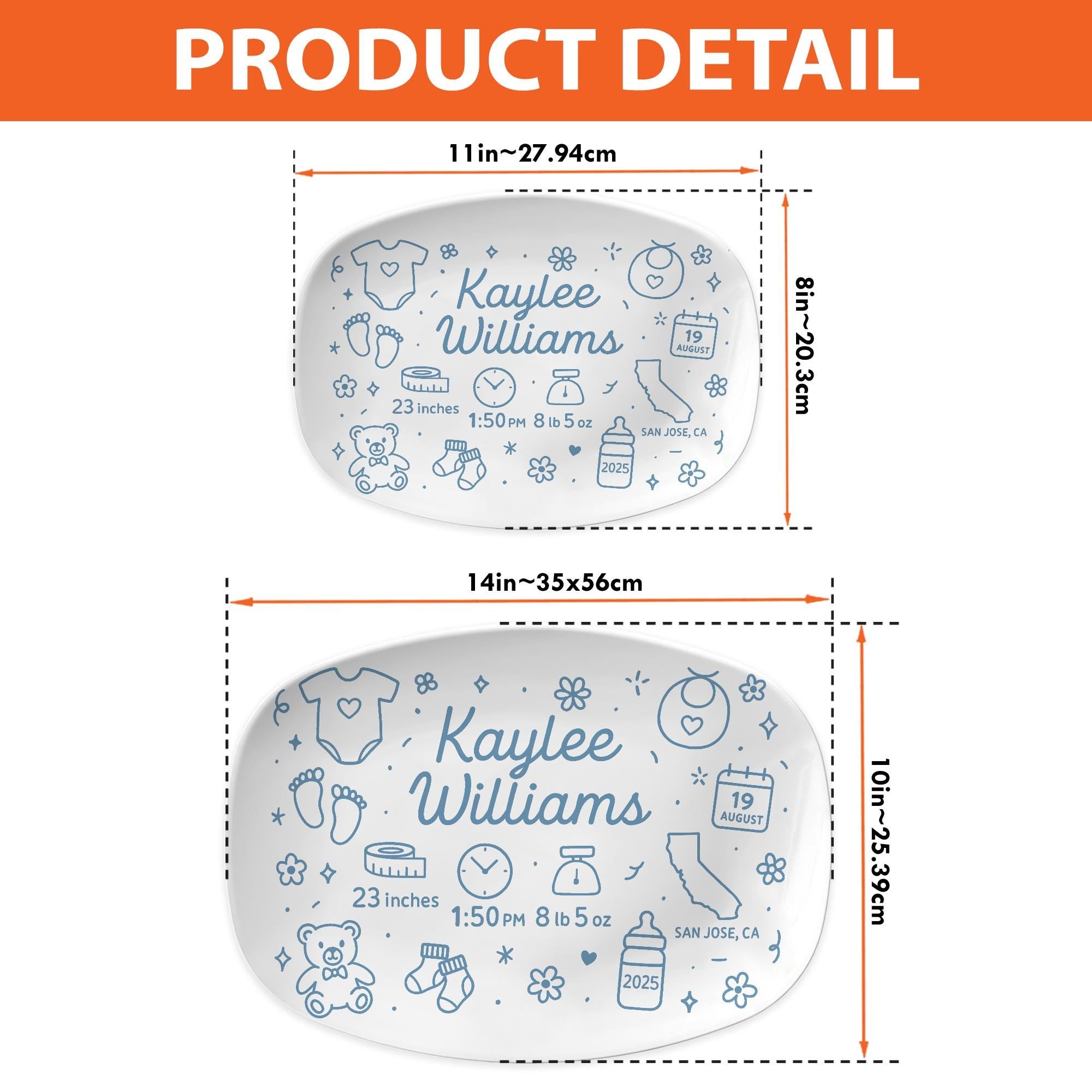 Personalized Baby Birth Platter, Custom Baby Stats Keepsake, Newborn Arrival Gift, Nursery Decor, Baby Shower Gift for New Parents