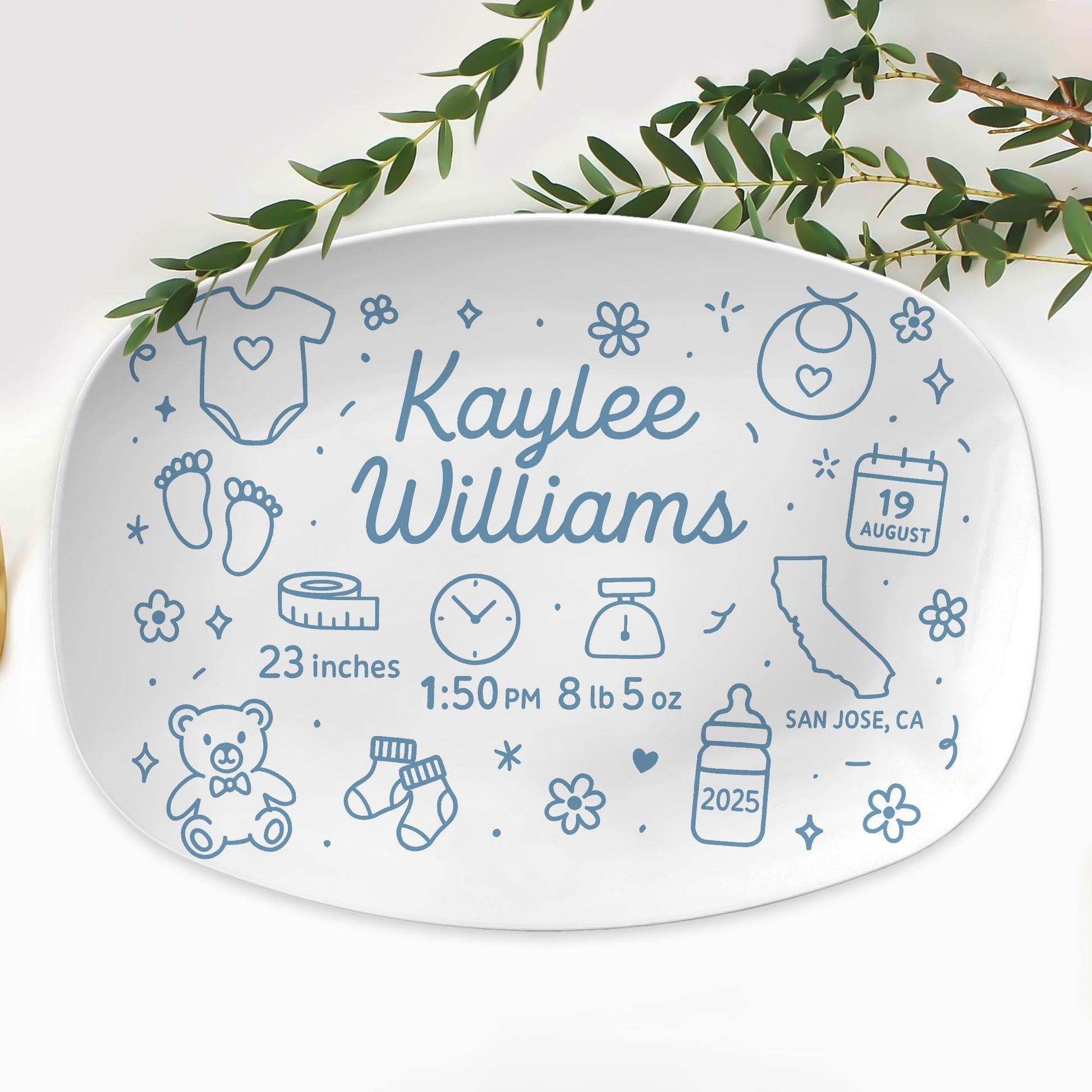 Personalized Baby Birth Platter, Custom Baby Stats Keepsake, Newborn Arrival Gift, Nursery Decor, Baby Shower Gift for New Parents