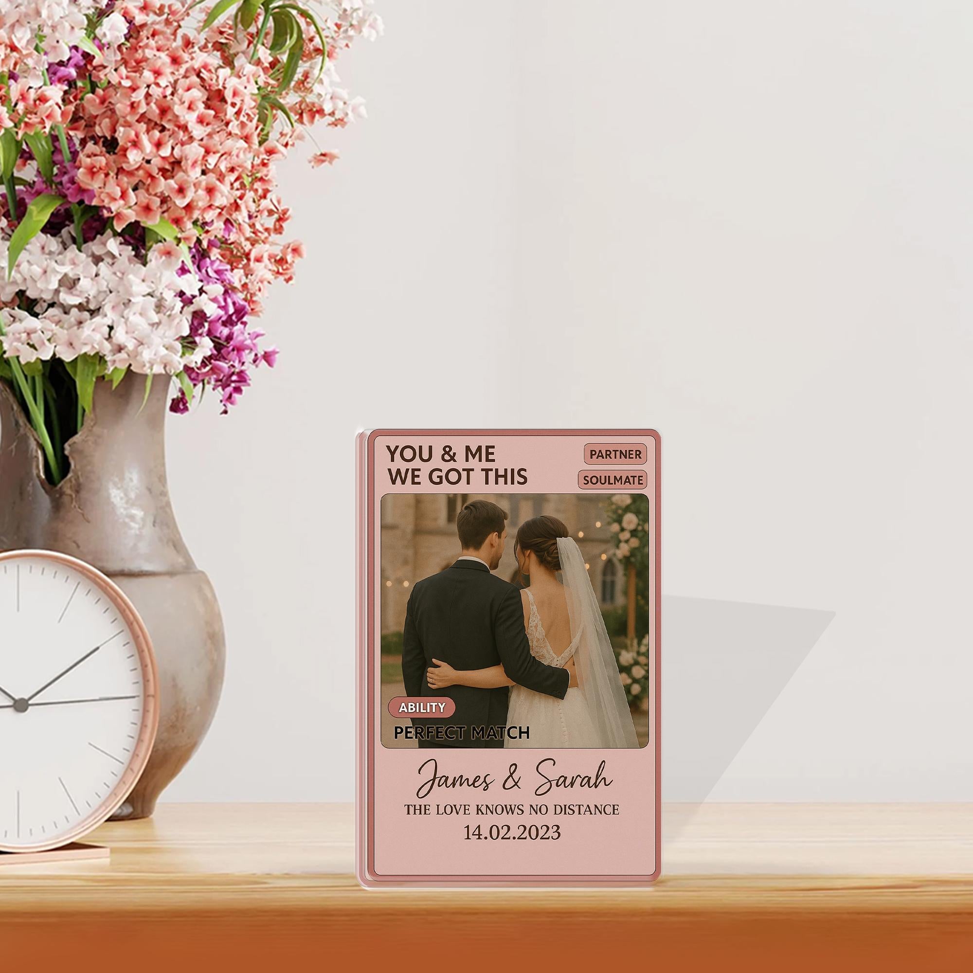 Personalized Couple Game Card Acrylic Block, Custom Photo Gift for Anniversary, Wedding Day Gift for Him, Soulmate Keepsake, Husband & Wife