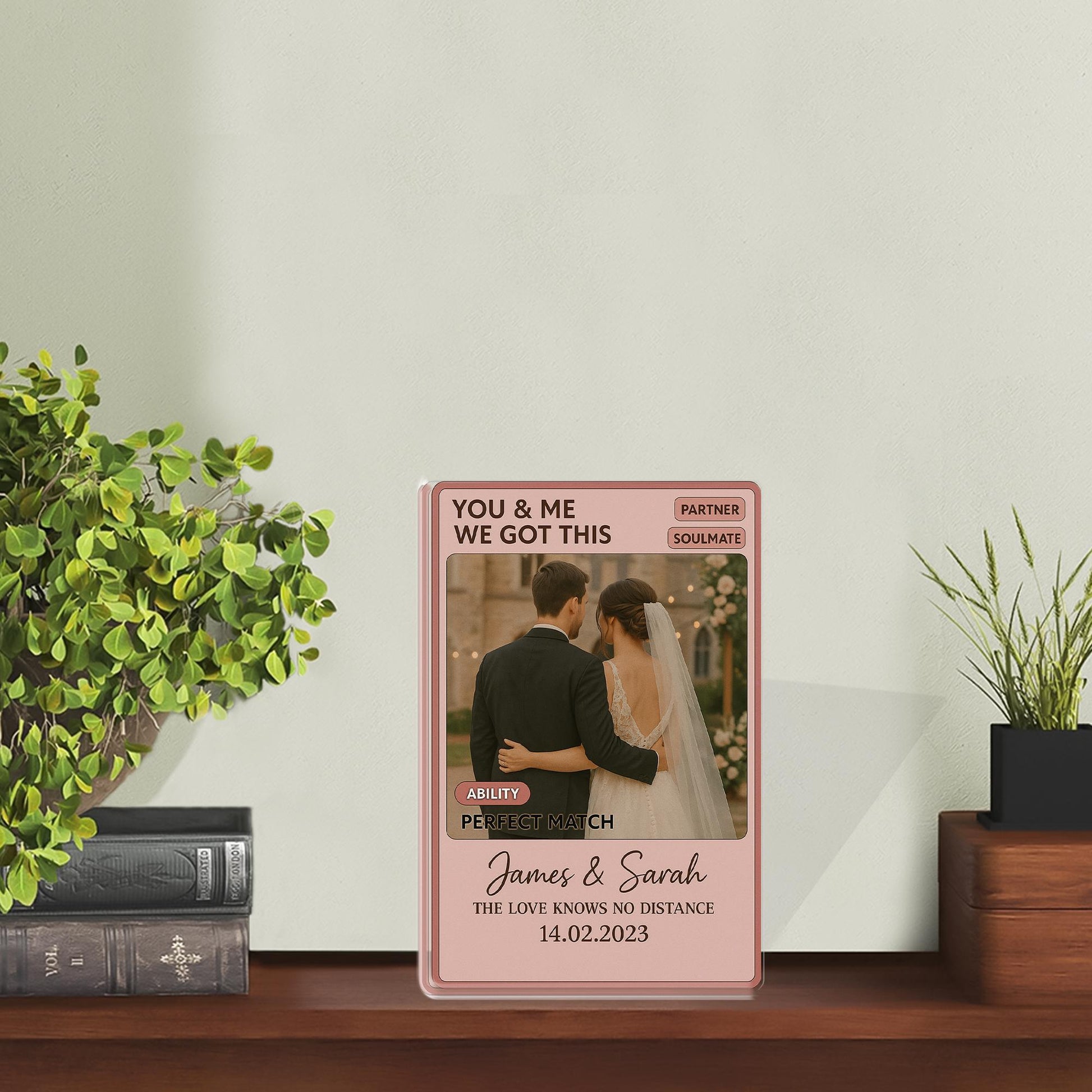 Personalized Couple Game Card Acrylic Block, Custom Photo Gift for Anniversary, Wedding Day Gift for Him, Soulmate Keepsake, Husband & Wife