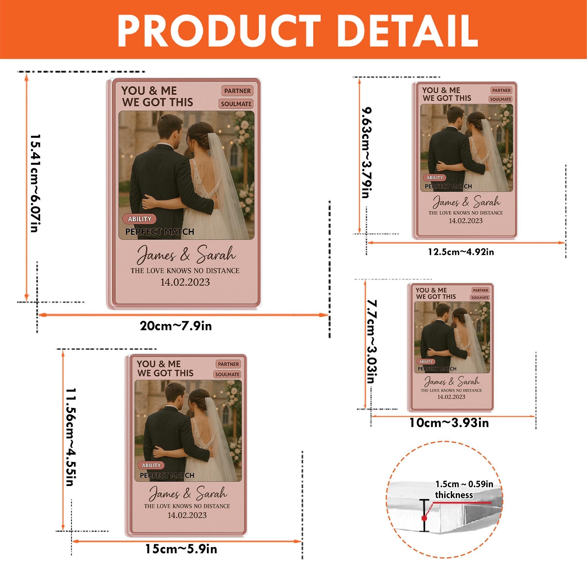 Personalized Couple Game Card Acrylic Block, Custom Photo Gift for Anniversary, Wedding Day Gift for Him, Soulmate Keepsake, Husband & Wife