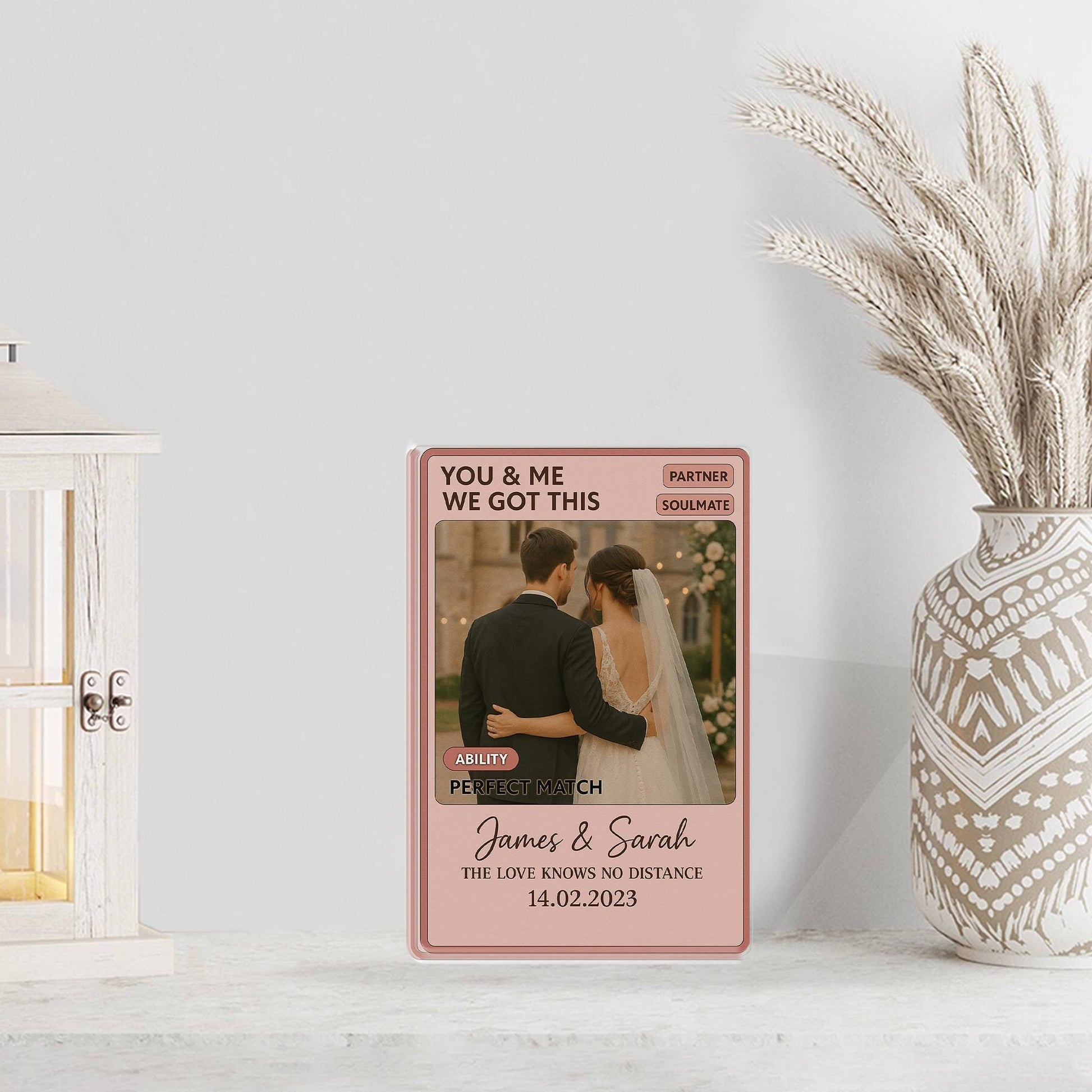 Personalized Couple Game Card Acrylic Block, Custom Photo Gift for Anniversary, Wedding Day Gift for Him, Soulmate Keepsake, Husband & Wife