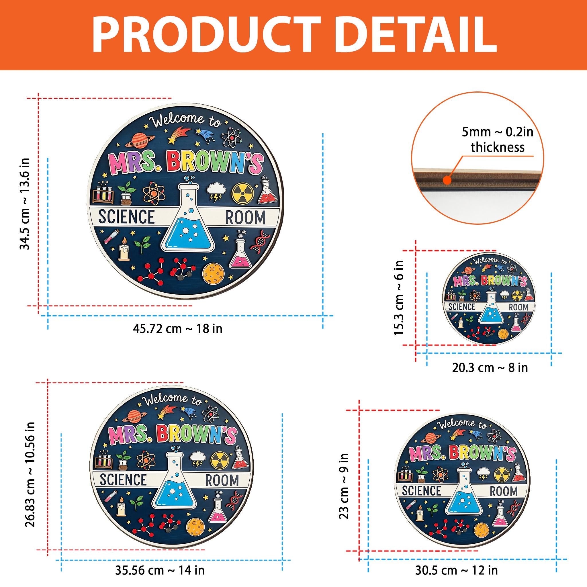 Personalized Science Room Sign, 2 Layer Teacher Door Decor, Custom Classroom Lab Sign, Mrs Brown STEM Gift, Wooden Teacher Plaque