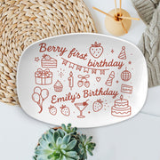 Berry First Birthday Custom Platter, Strawberry Theme Keepsake Plate, Personalized Baby Girl Gift, 1st Birthday Party Decor