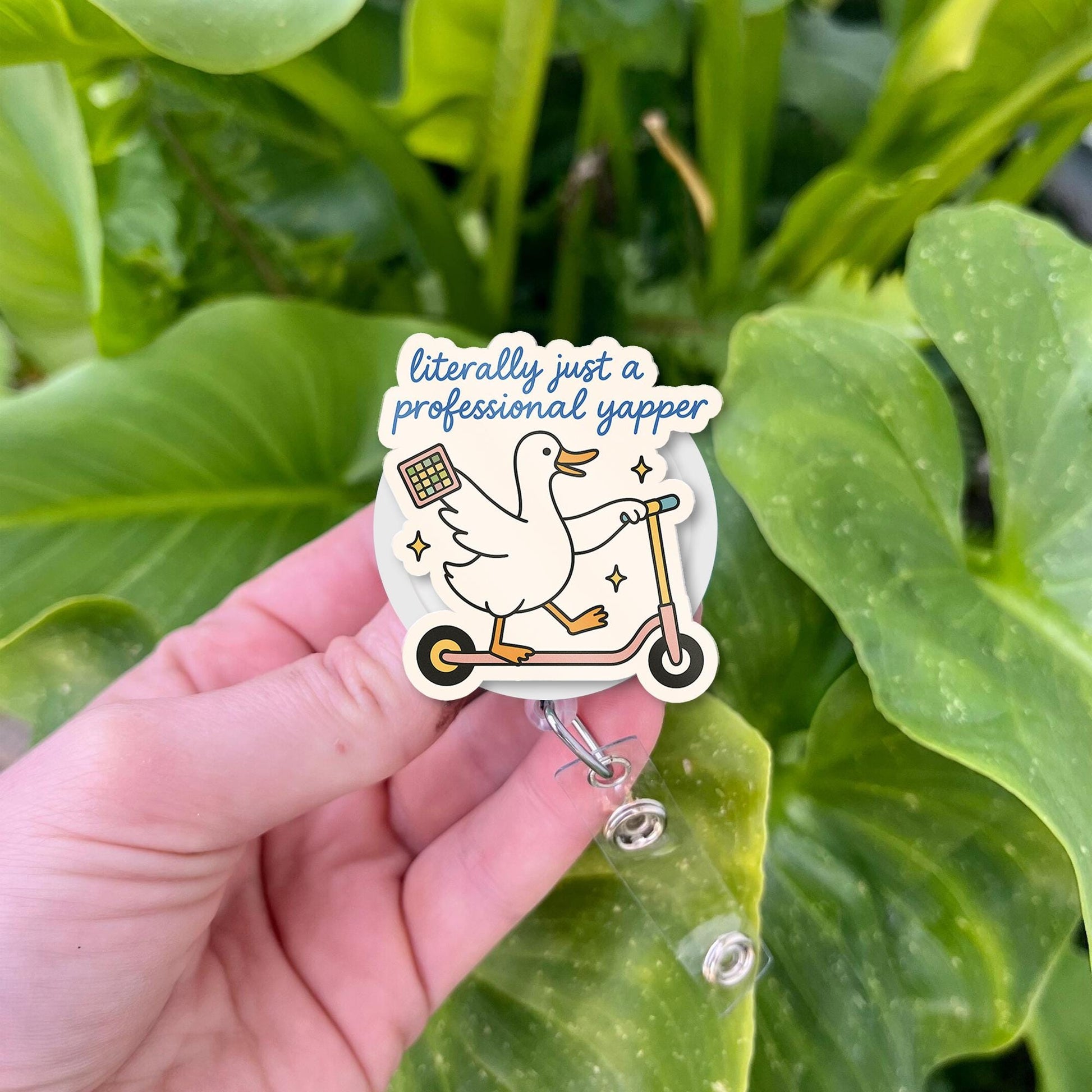 Funny Duck Badge Reel, Professional Yapper ID Holder, Cute Retractable Clip for Work, Animal Badge Reel Gift, Office Humor Accessory