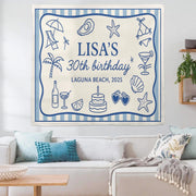 Custom Birthday Tapestry, Summer Beach Party Banner, Personalized Name Sign, th Birthday Decor, Laguna Beach Themed Backdrop