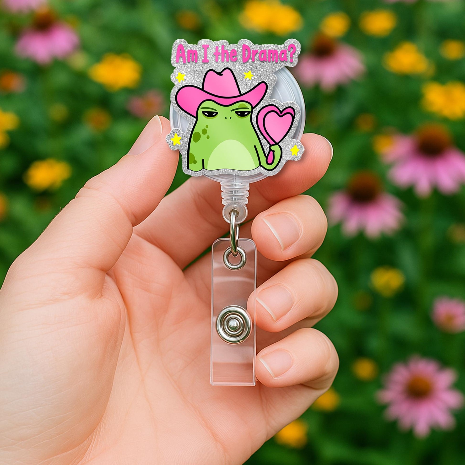 Cowgirl Frog Badge Reel, Am I the Drama ID Holder, Funny Nurse Badge, Cute Frog Clip, Sassy Office Gift, Teacher Badge Accessory