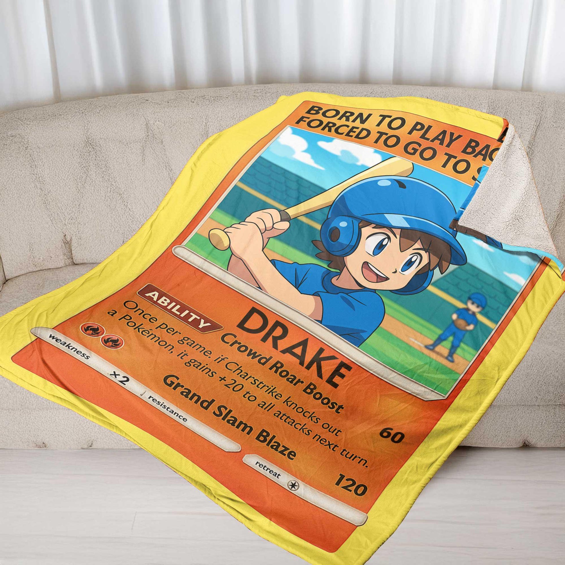 Custom Baseball Blanket for Kids – Anime Style Trading Card Throw – Personalized Back to School Gift – Sports Player Name Blanket