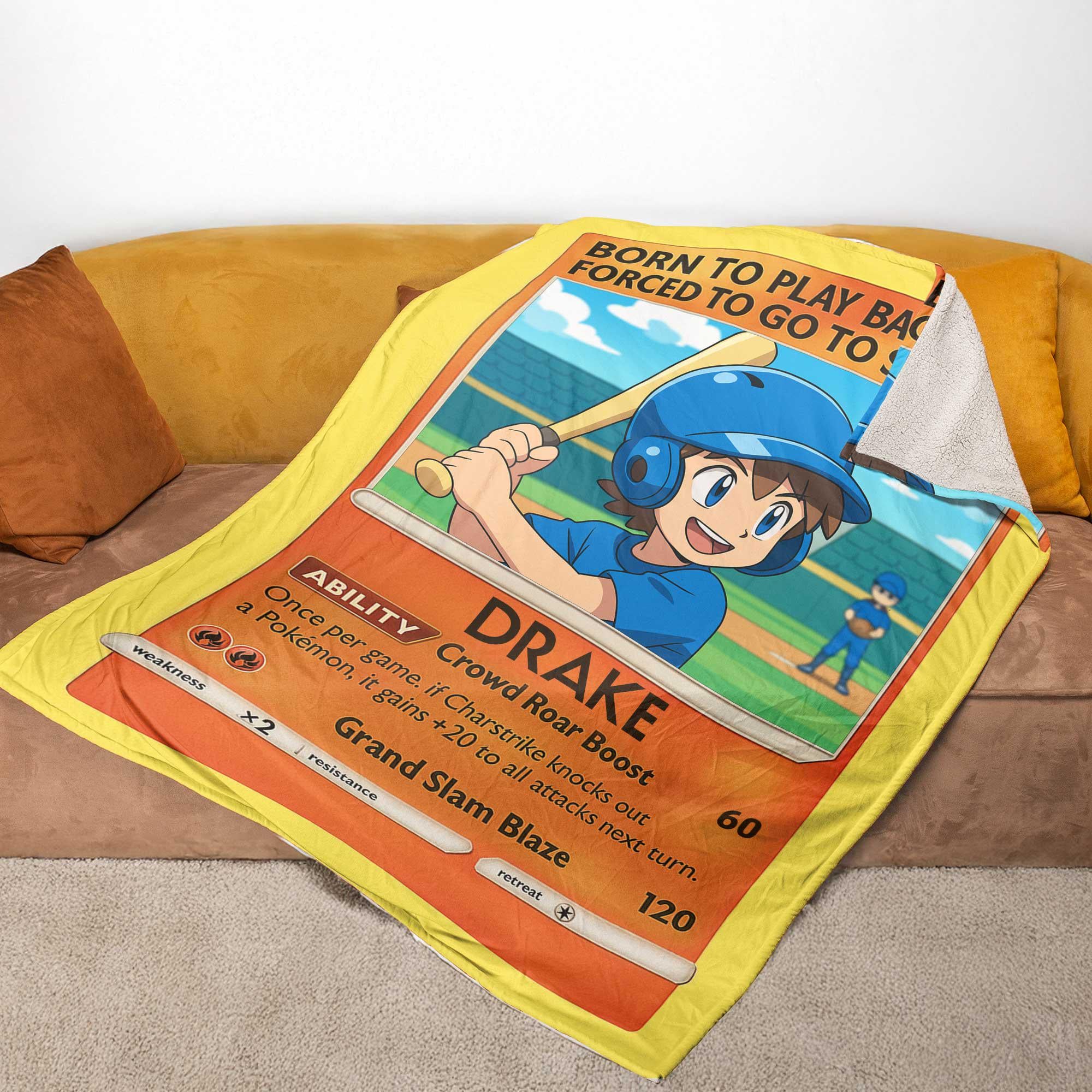 Custom Baseball Blanket for Kids – Anime Style Trading Card Throw – Personalized Back to School Gift – Sports Player Name Blanket