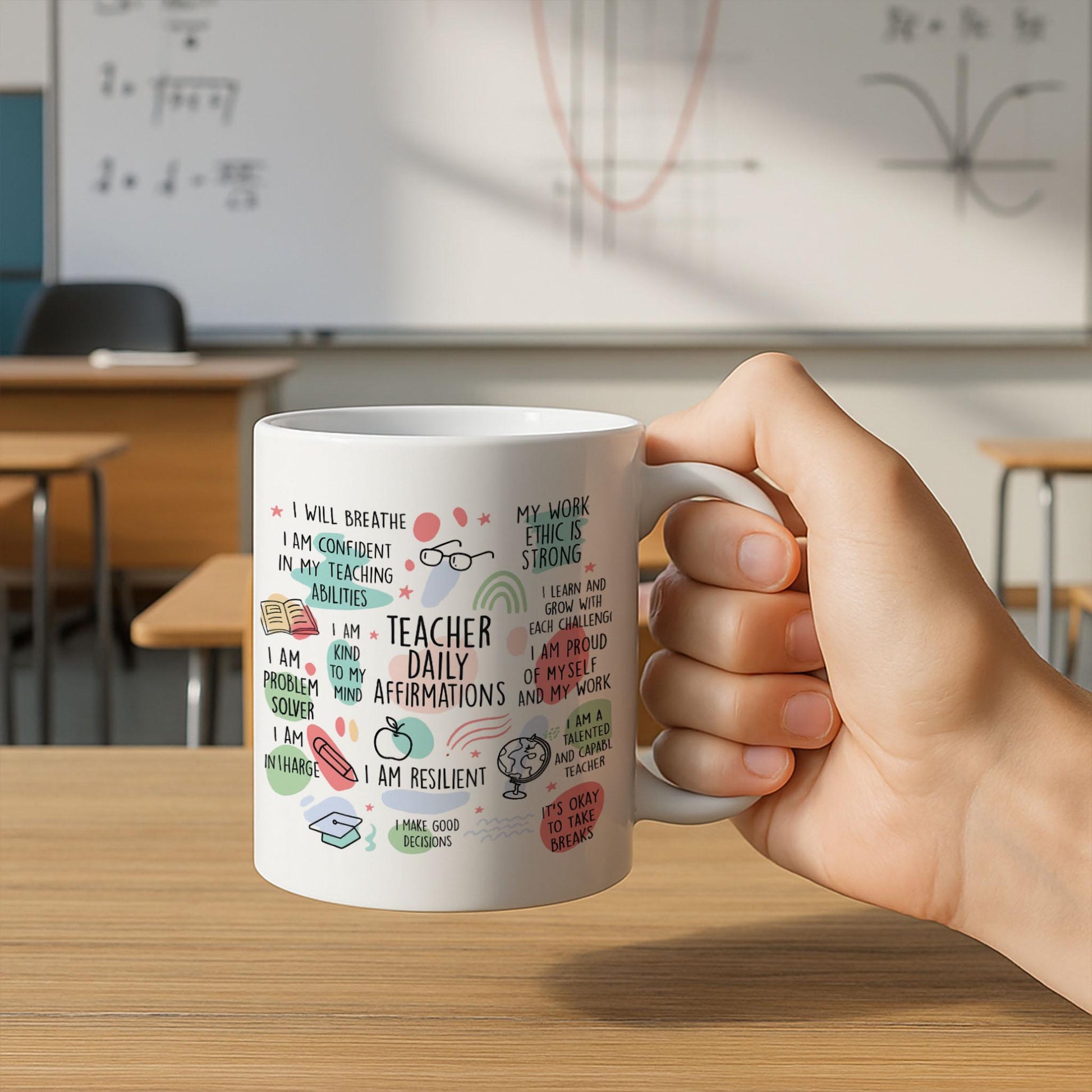 Colorful Teacher Affirmation Mug – Motivational Quotes for Educators – Gift for Teachers, Back to School or Teacher Wellness