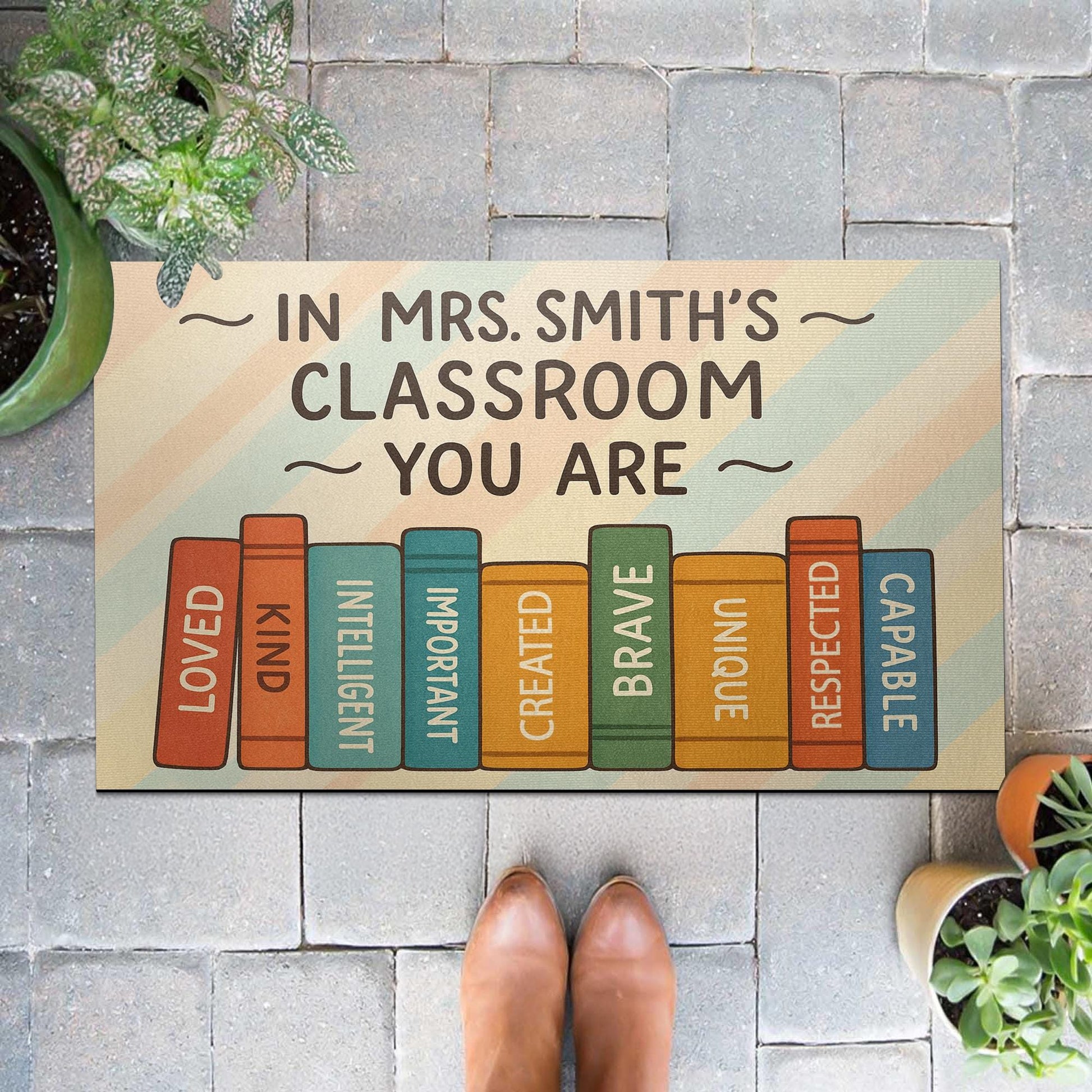 Classroom Doormat for Teachers, Personalized Welcome Mat, Book Theme Rug, School Entry Decor, Inspirational Teacher Gift