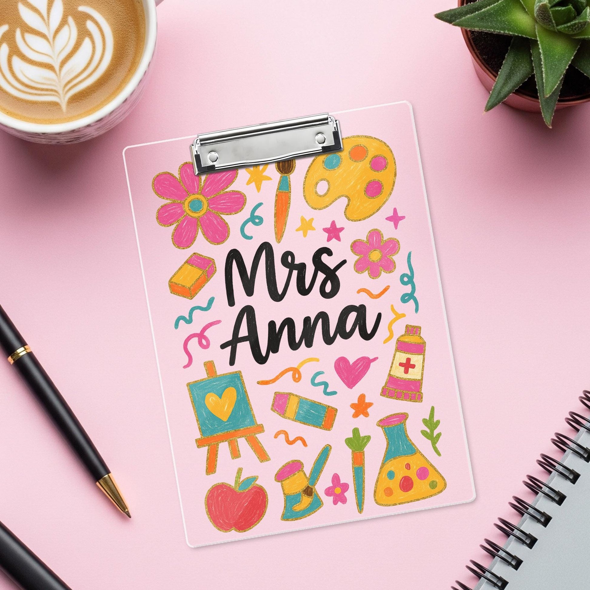 Custom Art Teacher Clipboard, Personalized Name Clipboard, Cute Gift for Art Teachers, Classroom Decor, Back to School Supplies