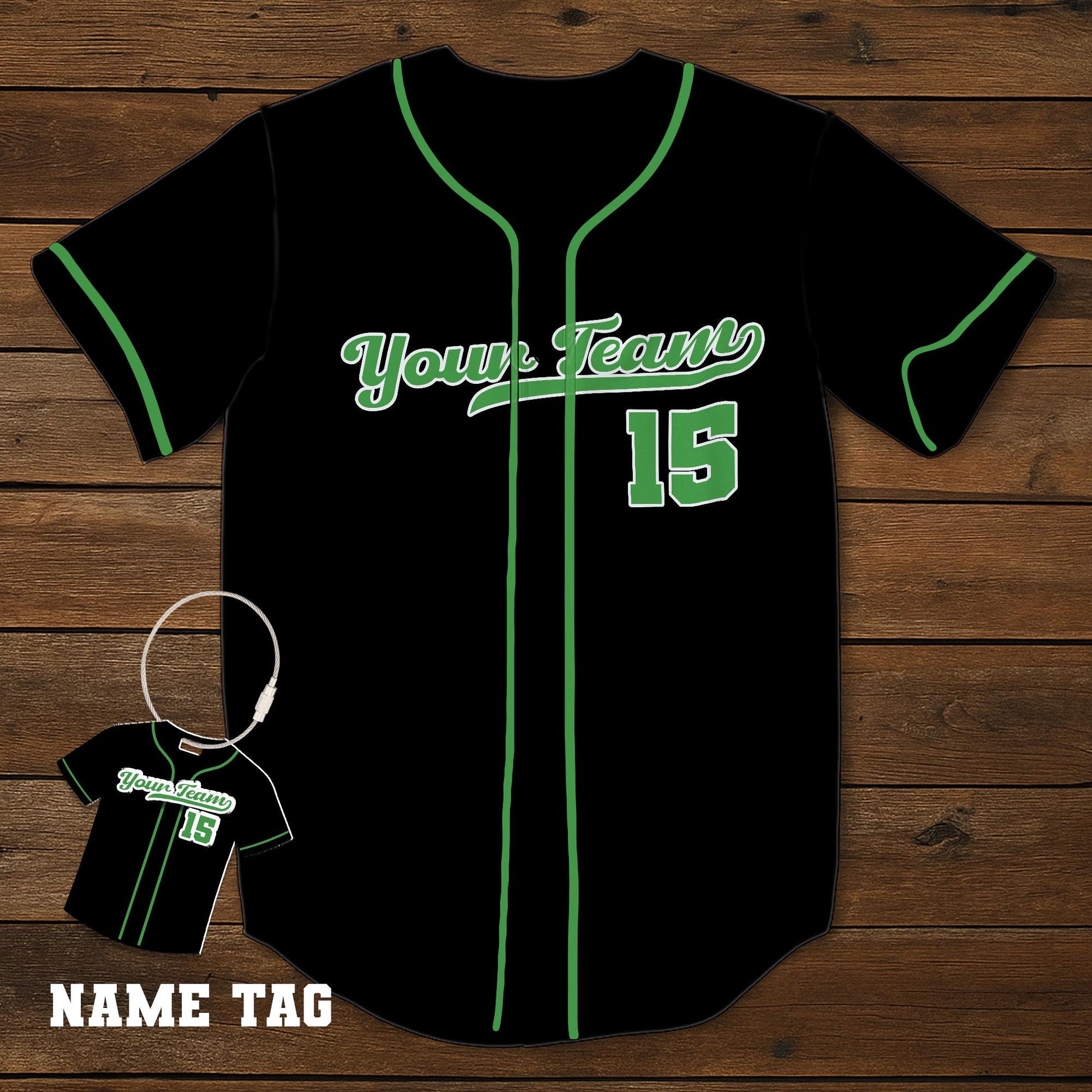 Custom Baseball Jersey with Name Tag – Personalized Team Shirt – Matching Mini Jersey Keychain – Sports Uniform Gift for Players & Fans