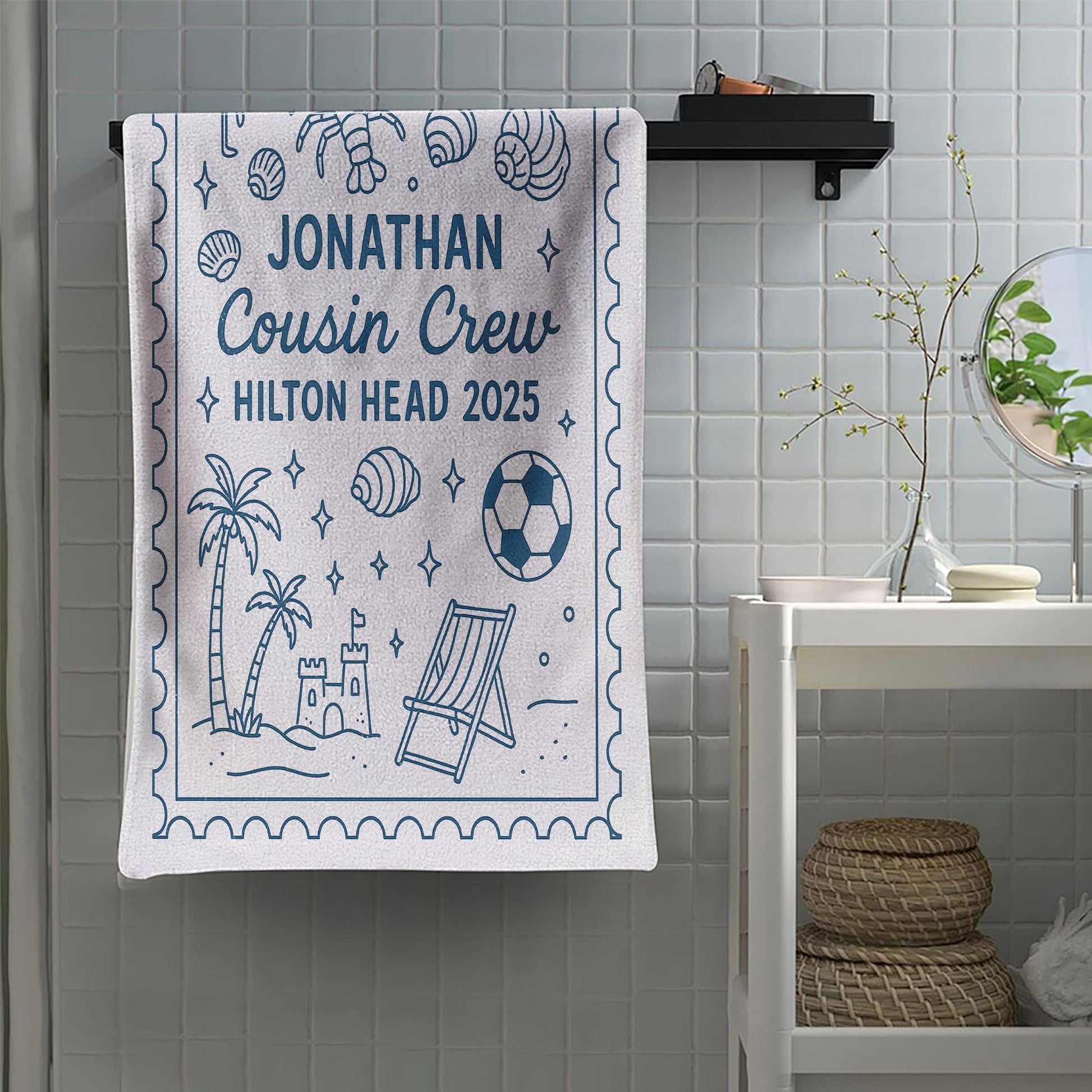 Personalized Cousin Crew Beach Towel, Summer Beach Gift For Cousin, Matching Cousin Trip Gift, Family Reunion Gift, Kids Birthday Pool Party