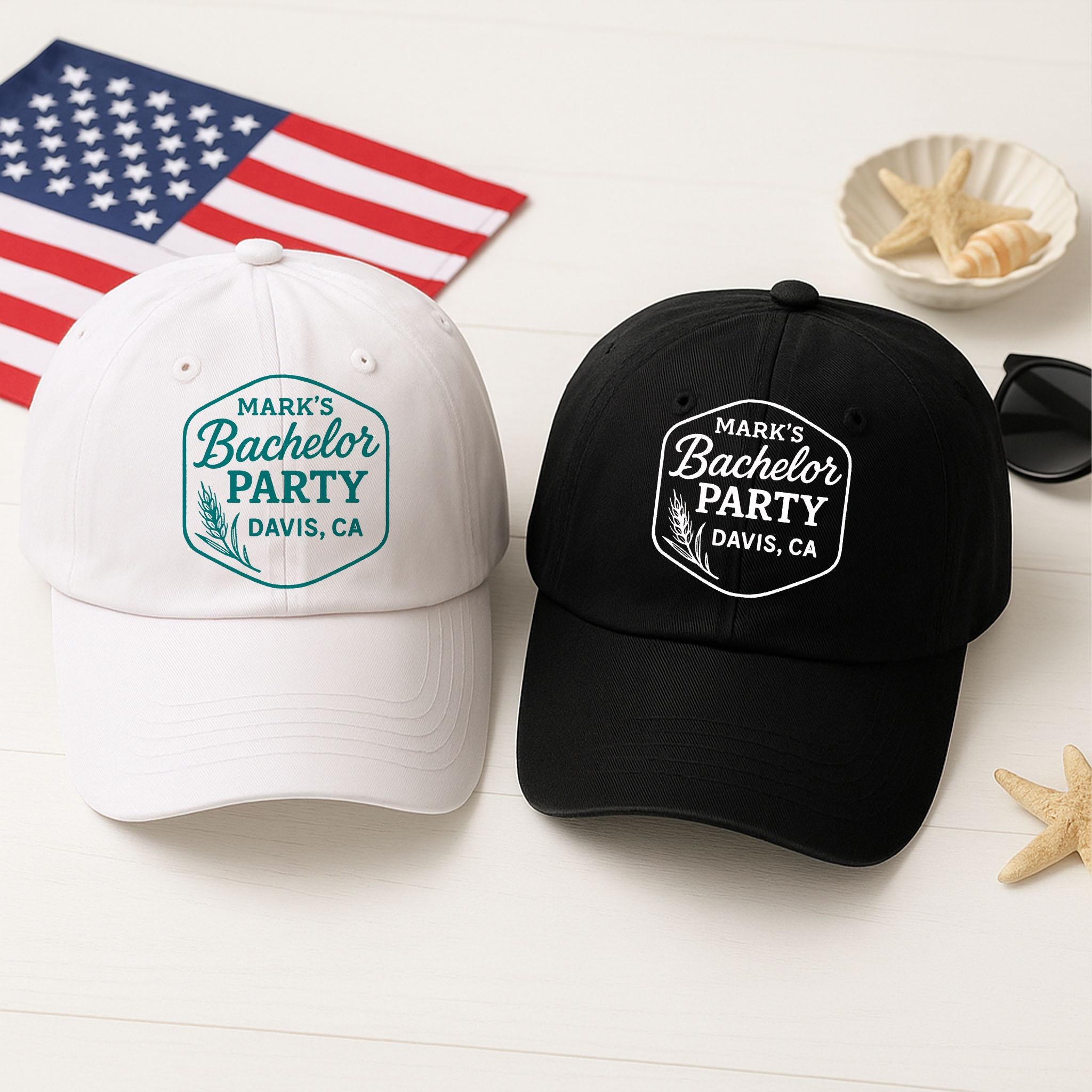 Custom Bachelor Party Hat, Personalized Groom Cap, Groomsmen Gift, Stag Party Hat, Bach Party Favor, Wedding Weekend Hat