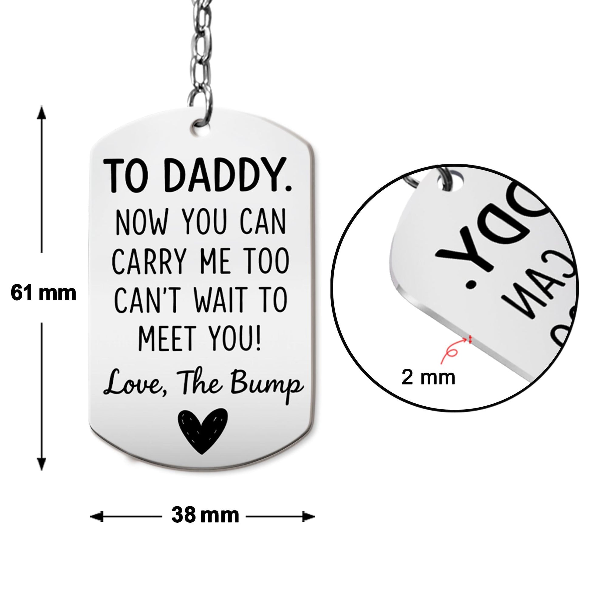 Custom Ultrasound Photo Keychain, To Daddy From Bump, Dad To Be Gift, Pregnancy Announcement Keepsake, First Time Dad Gift