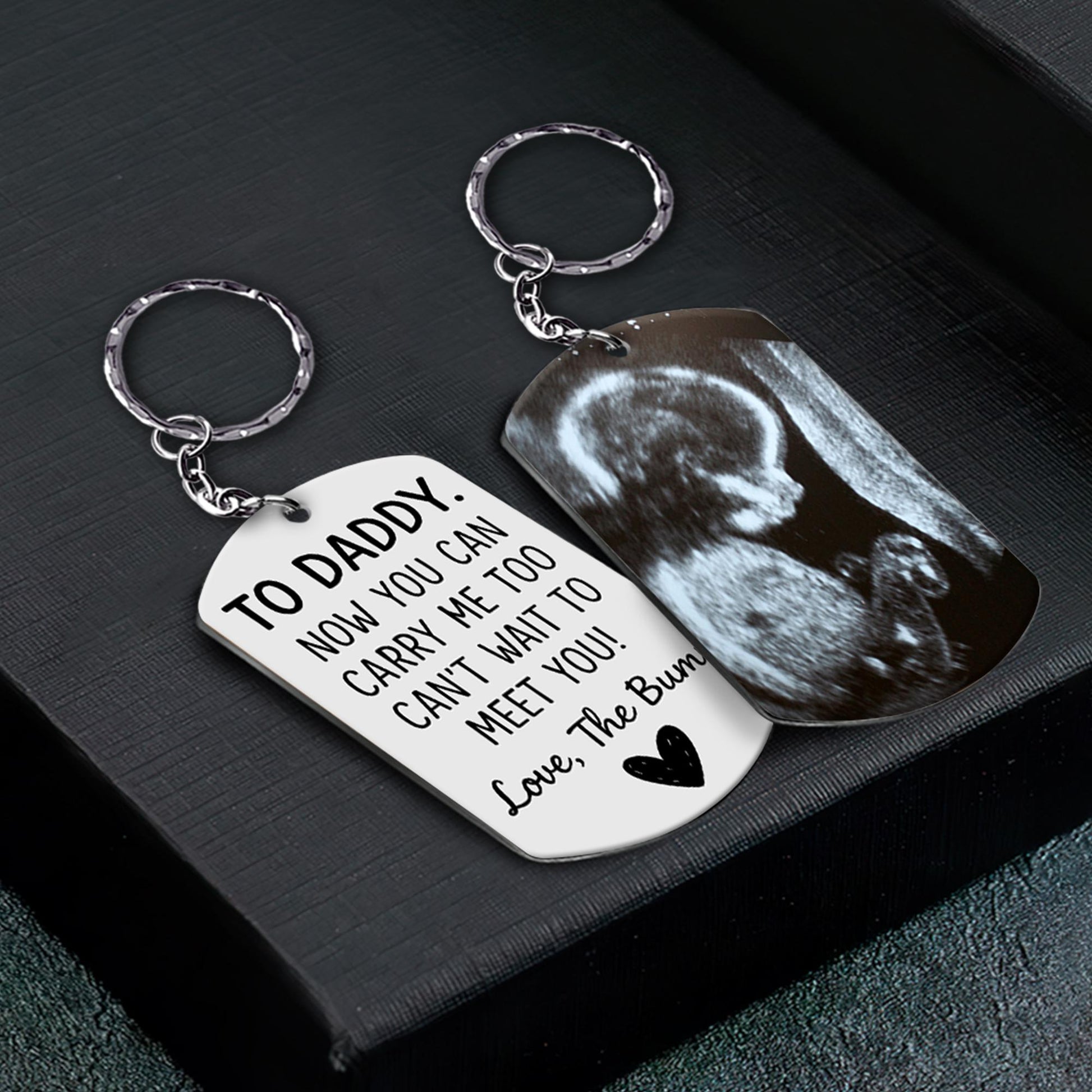 Custom Ultrasound Photo Keychain, To Daddy From Bump, Dad To Be Gift, Pregnancy Announcement Keepsake, First Time Dad Gift
