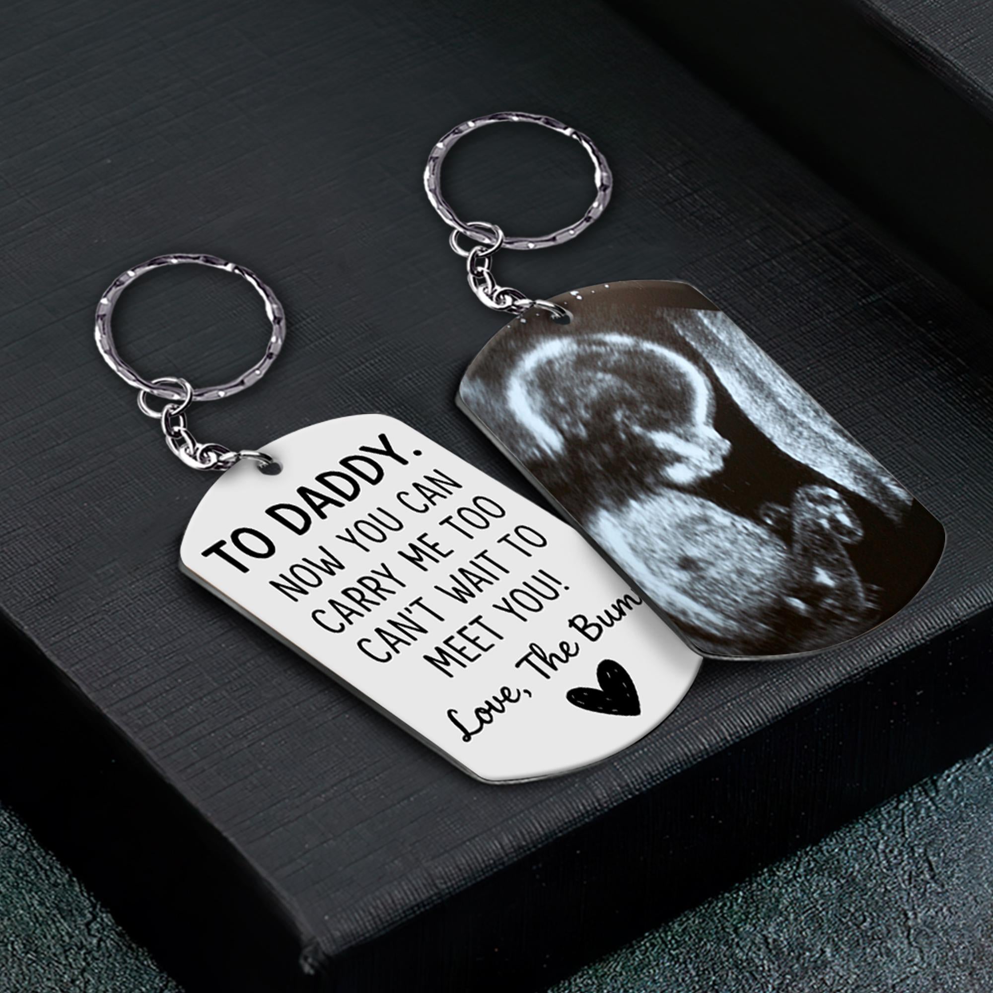 Custom Ultrasound Photo Keychain, To Daddy From Bump, Dad To Be Gift, Pregnancy Announcement Keepsake, First Time Dad Gift