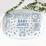 Custom Baby Announcement Plate, Personalized Birth Stats Platter, Newborn Keepsake Gift, Baby Shower Decor, Coming Soon Sign