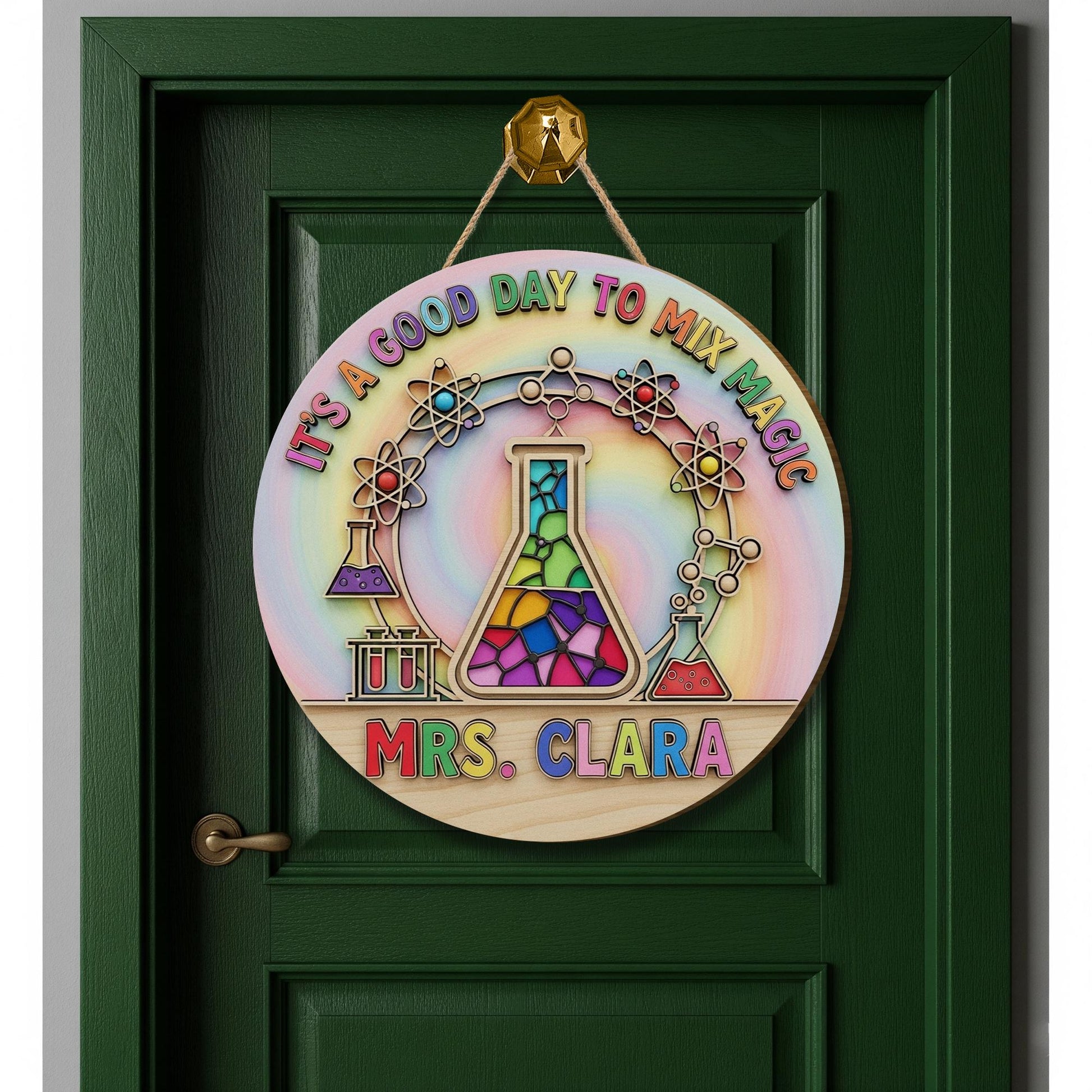 Custom 3D Wood Science Teacher Sign, Back to School Classroom Door Decor, Personalized Science Theme Sign, It's a Good Day to Mix Magic