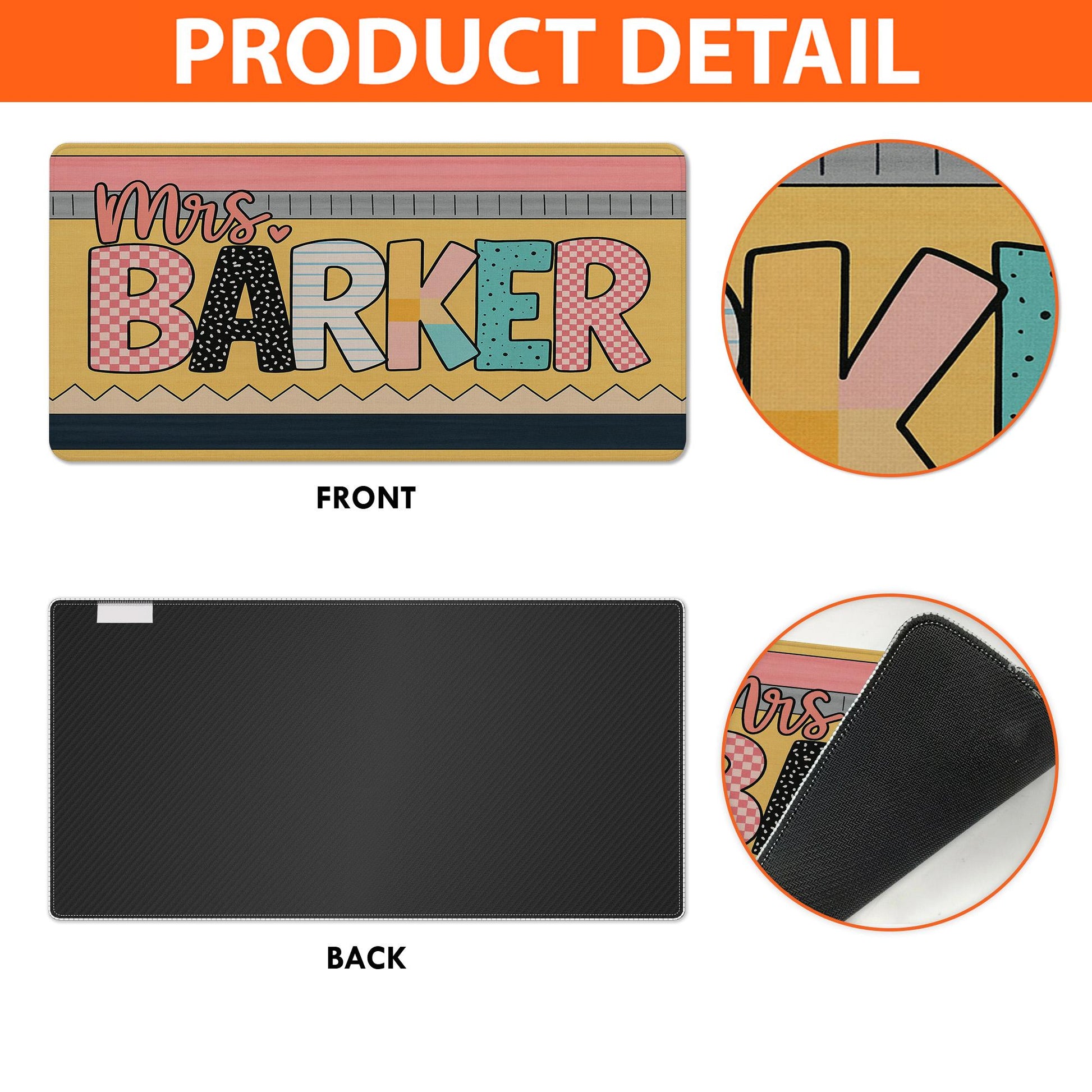 Custom Teacher Name Mouse Pad – Personalized Desk Mat for Classroom – Cute Colorful Teacher Gift – Back to School Office Decor