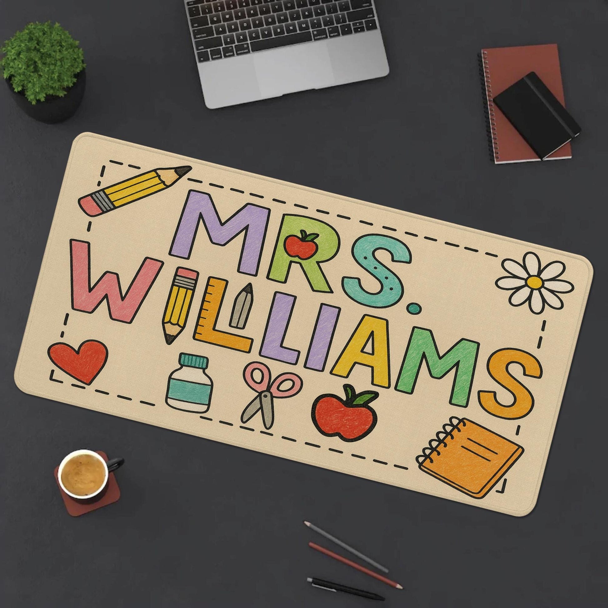 Custom Teacher Mouse Pad – Personalized Classroom Desk Mat with Name – Cute School Supply Gift – Back to School Teacher Appreciation