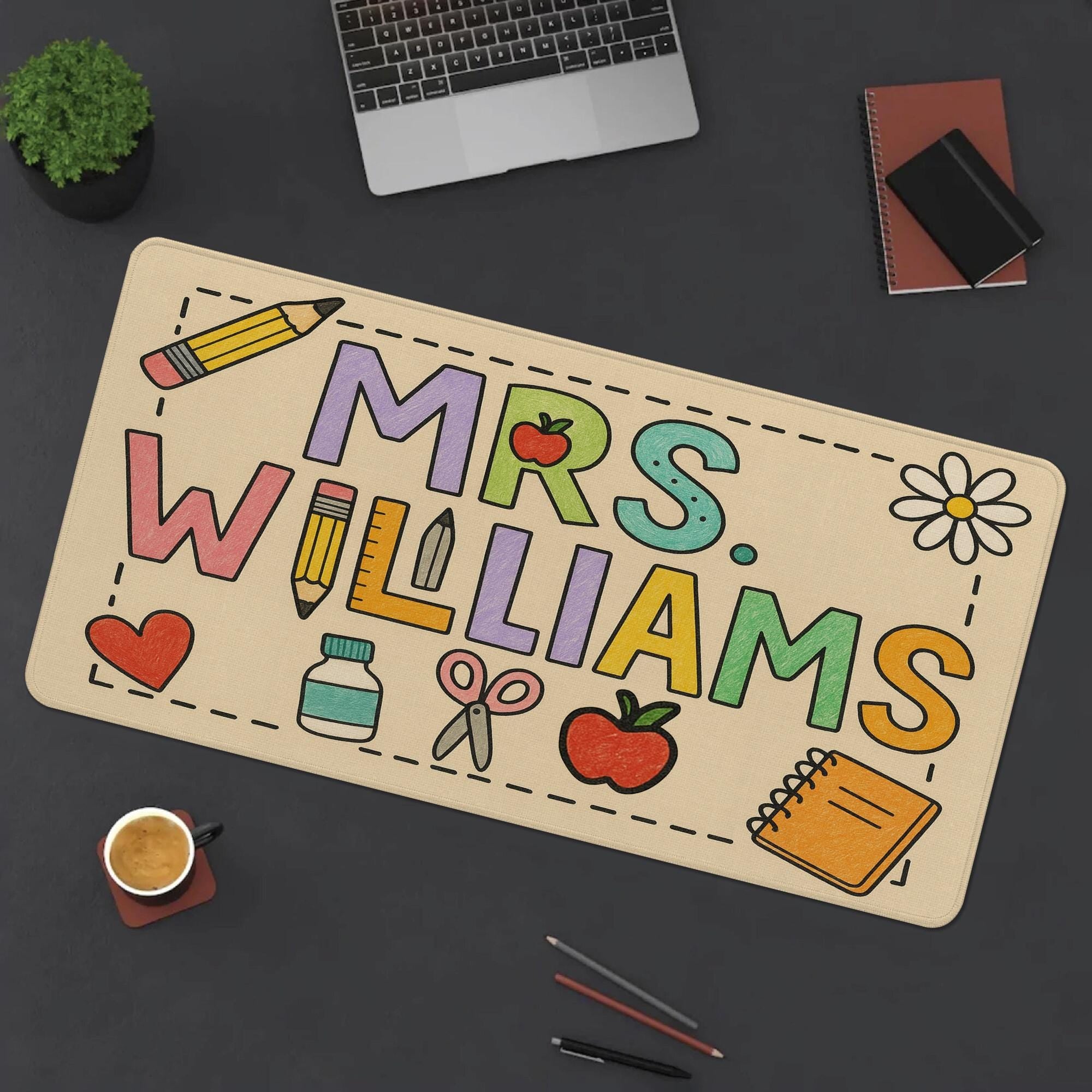Custom Teacher Mouse Pad – Personalized Classroom Desk Mat with Name – Cute School Supply Gift – Back to School Teacher Appreciation