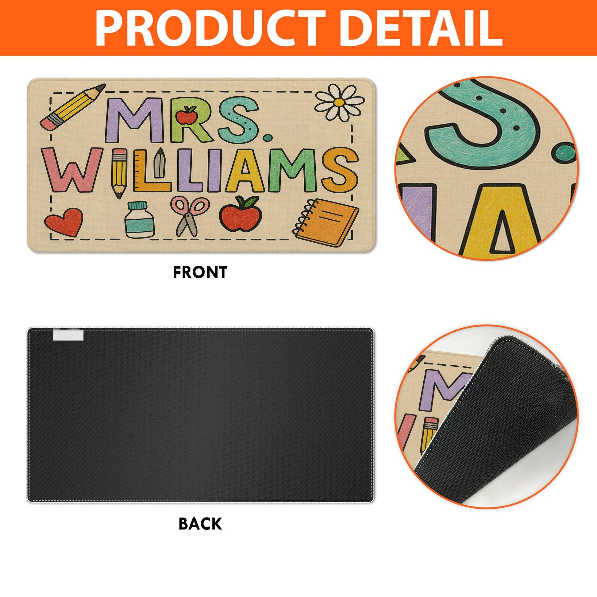 Custom Teacher Mouse Pad – Personalized Classroom Desk Mat with Name – Cute School Supply Gift – Back to School Teacher Appreciation