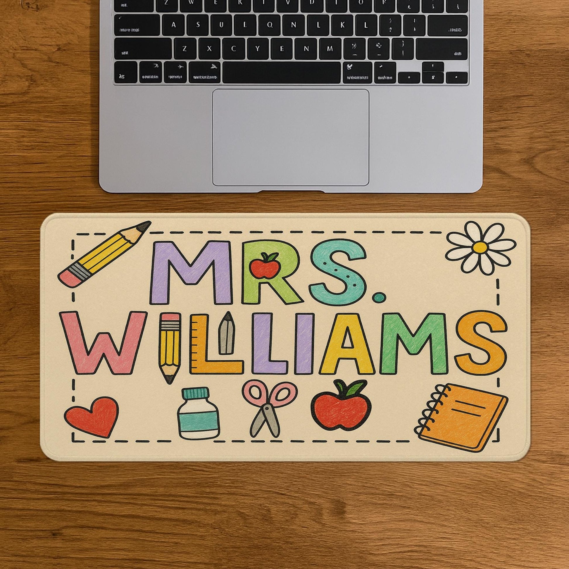 Custom Teacher Mouse Pad – Personalized Classroom Desk Mat with Name – Cute School Supply Gift – Back to School Teacher Appreciation