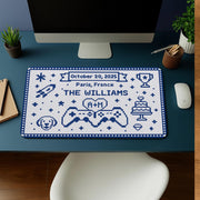 Custom Gamer Wedding Mouse Pad – Personalized Name, Date & Location Desk Mat – Pixel Art Gaming Couple Gift – Cute Wedding Office Decor