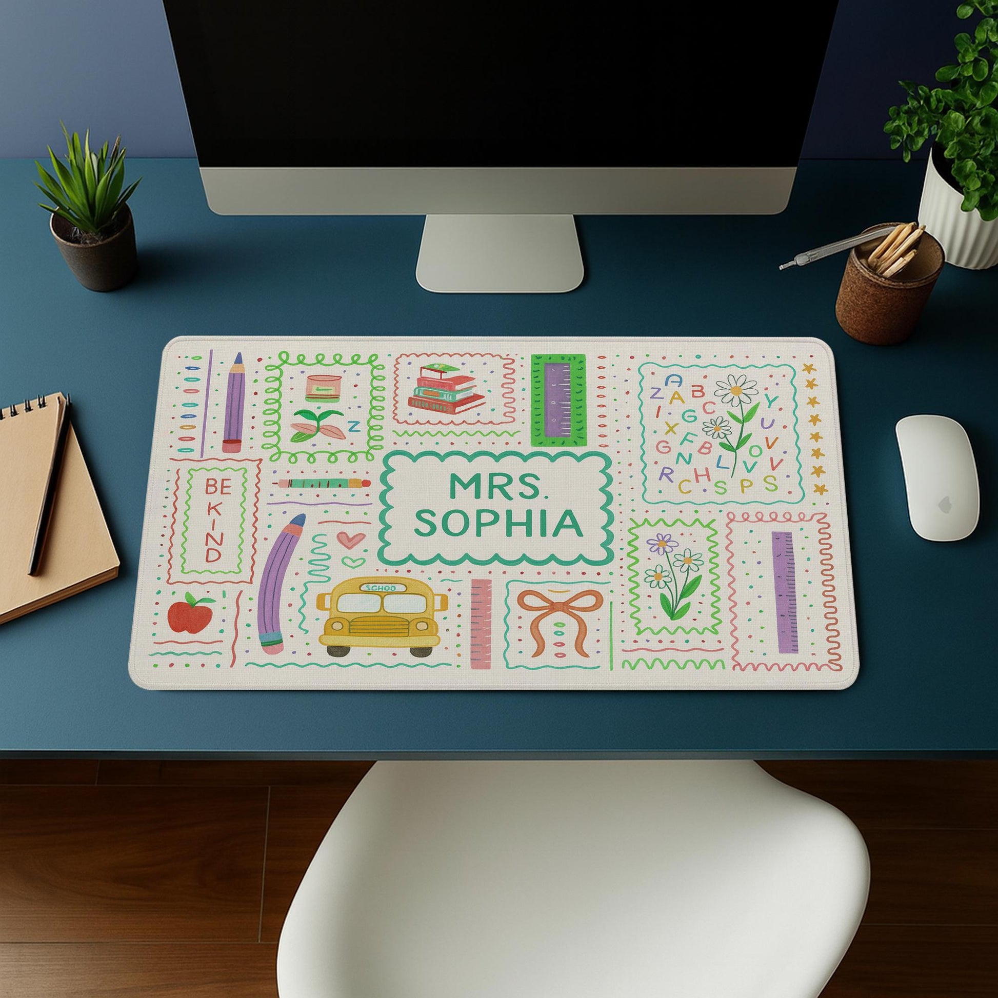Custom Teacher Mouse Pad – Personalized Classroom Desk Mat with Name – Cute Back to School Gift for Teachers – Elementary Teacher Decor