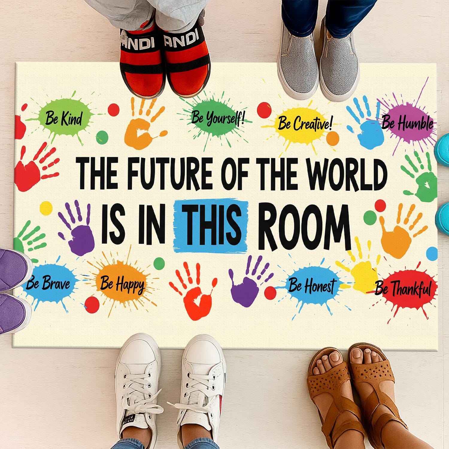 Colorful Classroom Doormat, Motivational Rug for Teachers, Future Leaders Mat, Welcome Back to School Gift, Positive Quote Decor