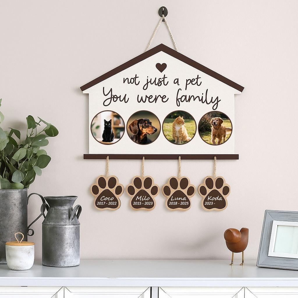Personalized Pet Memorial Sign, You Were Family Photo Display, Dog Loss Gift, Custom Paw Print Name Tags, Remembrance Sympathy Frame
