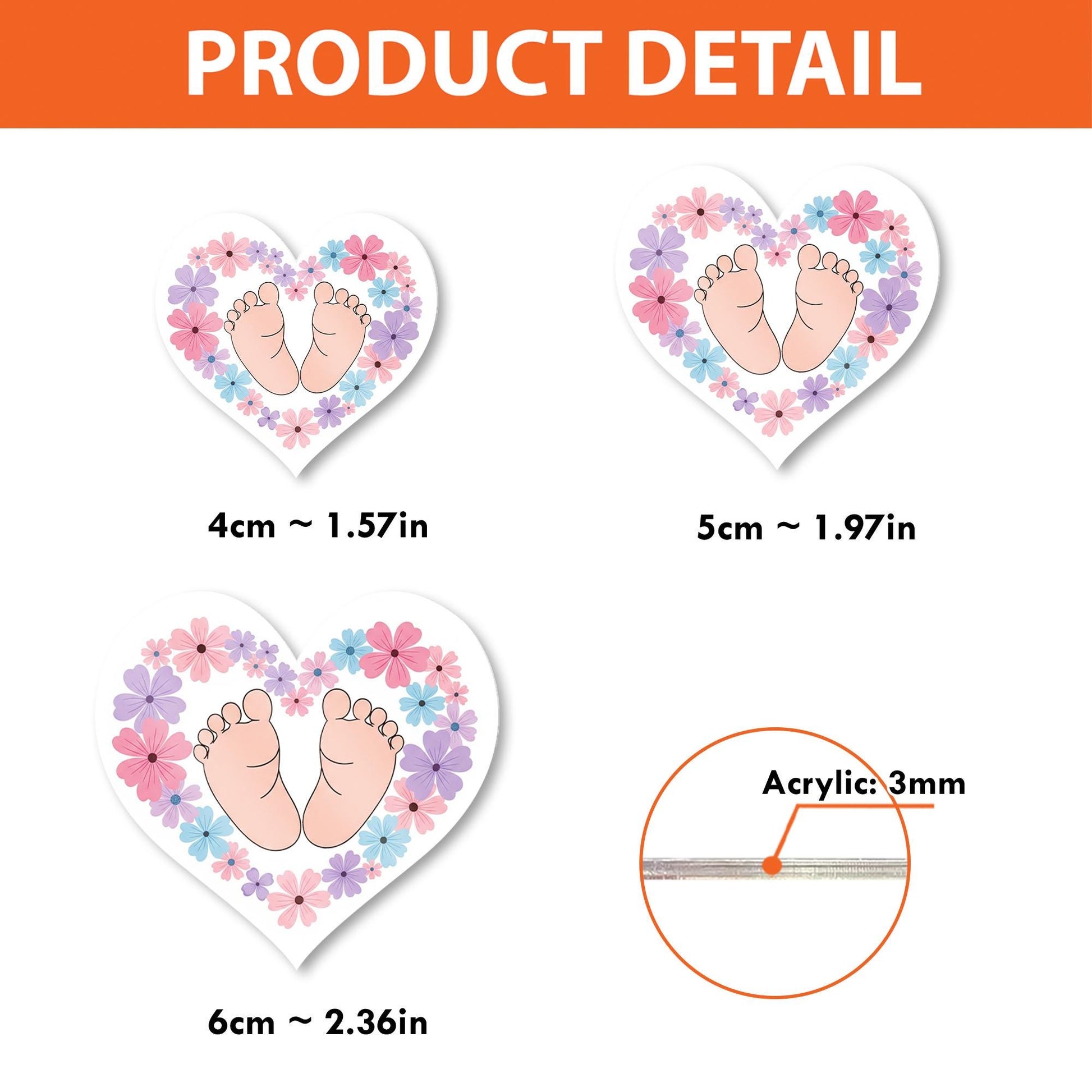 Baby Feet Badge Reel | Heart Floral ID Holder for NICU Nurses | OB Maternity Name Tag Clip | Cute Baby Shower Gift for Medical Staff