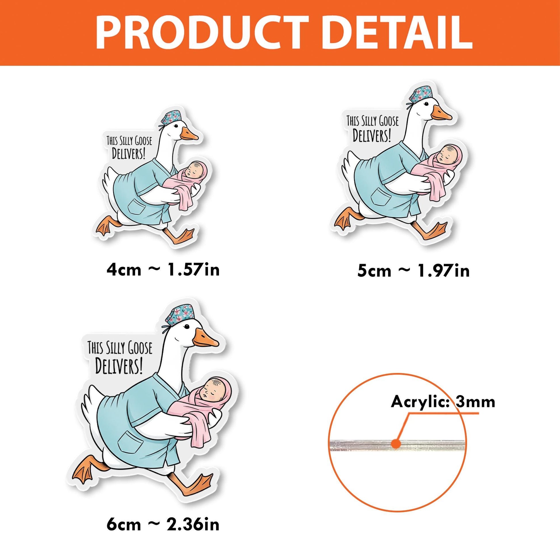 Silly Goose Delivers Badge Reel | Funny OB Nurse ID Holder | Labor & Delivery Name Tag Clip | Maternity Hospital Gift for Midwife or RN