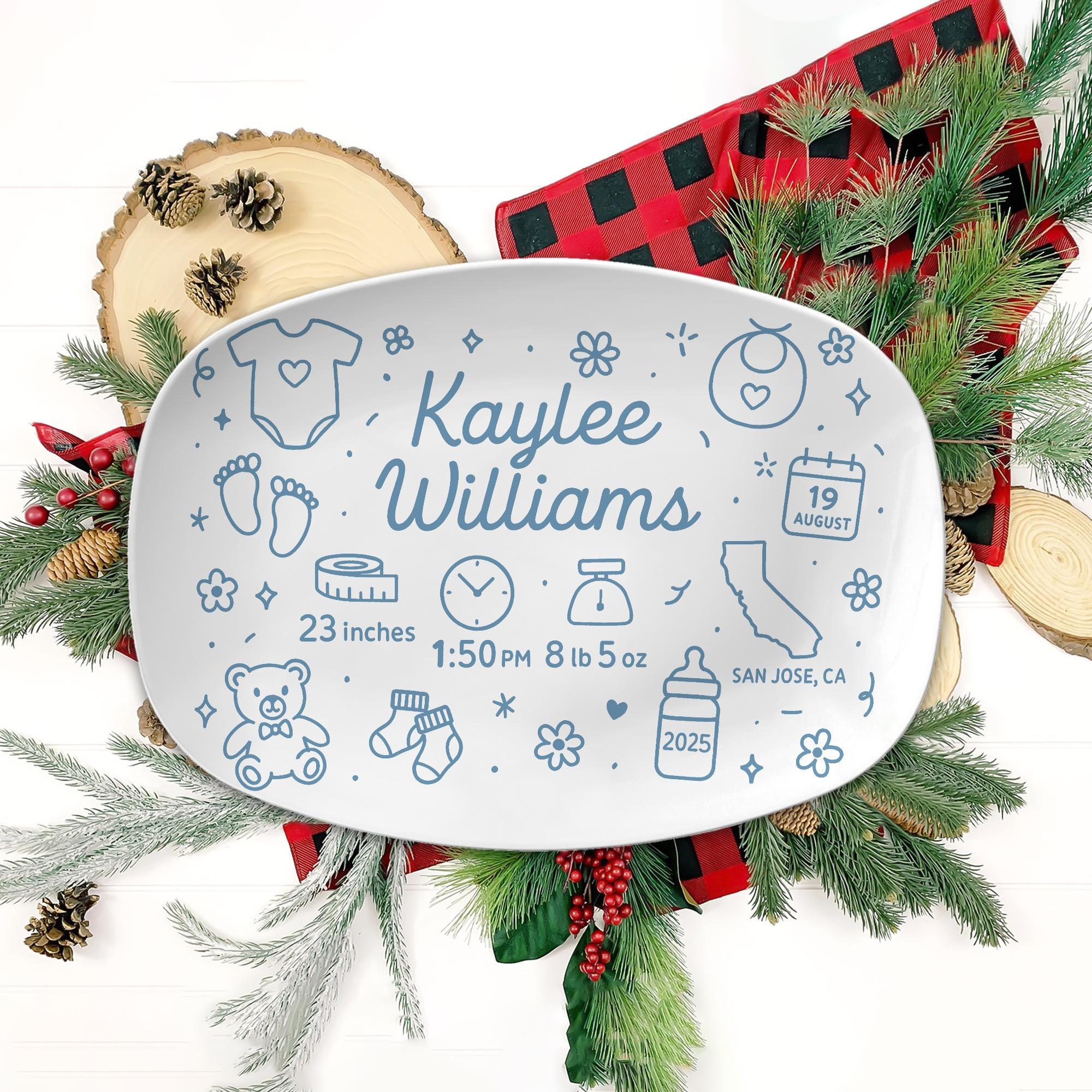 Personalized Baby Birth Platter, Custom Baby Stats Keepsake, Newborn Arrival Gift, Nursery Decor, Baby Shower Gift for New Parents