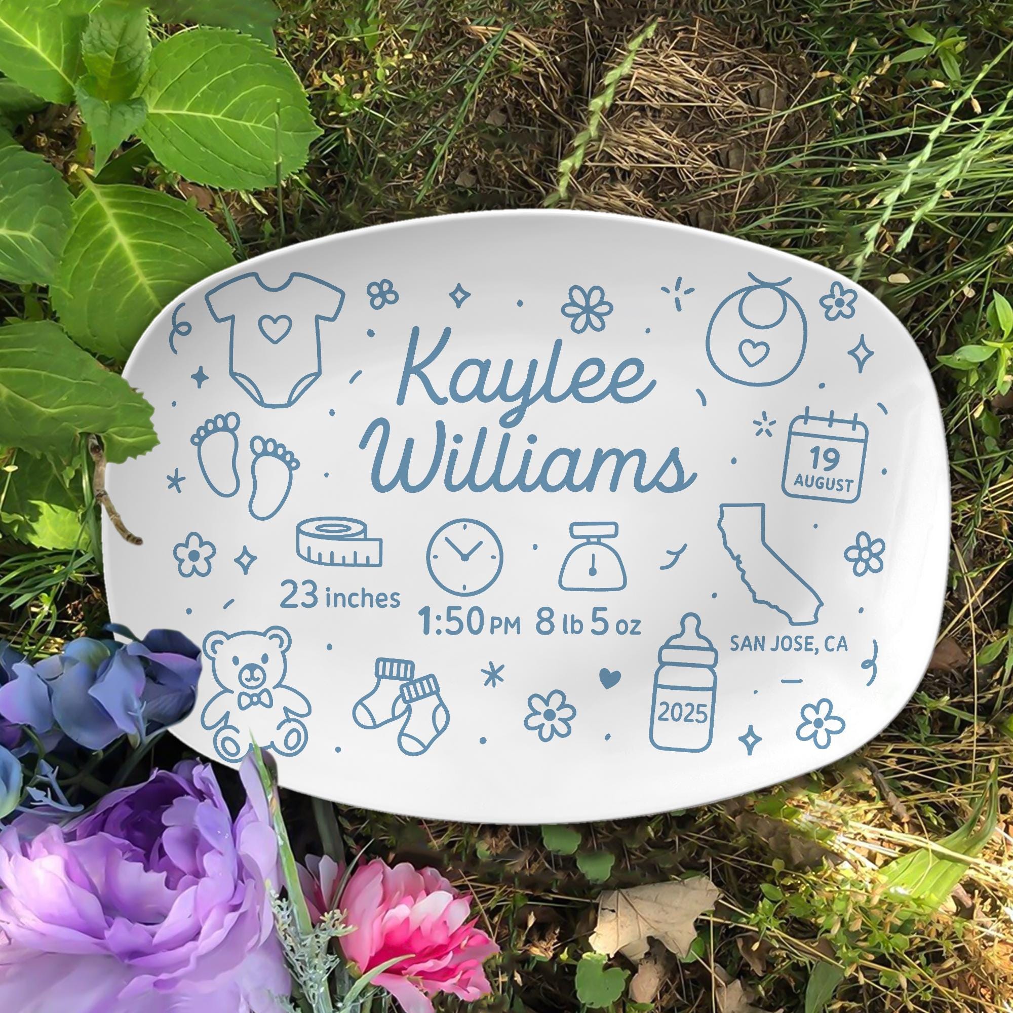 Personalized Baby Birth Platter, Custom Baby Stats Keepsake, Newborn Arrival Gift, Nursery Decor, Baby Shower Gift for New Parents