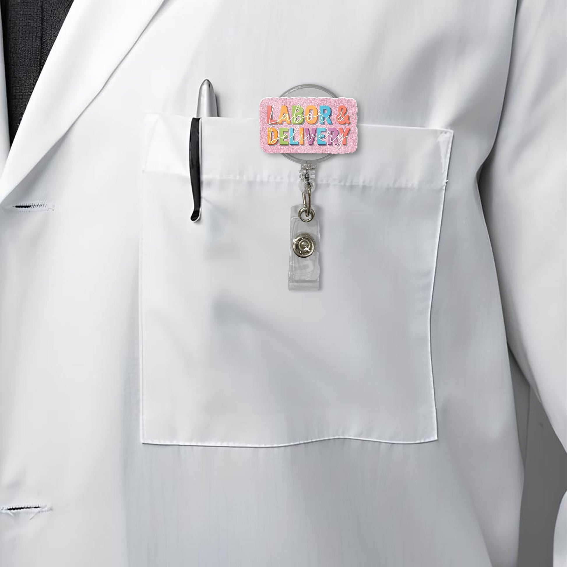 Labor and Delivery Badge Reel | Colorful Nurse ID Holder | Maternity Ward Name Tag Clip | OB RN Gift for L&D Nurses and Midwives