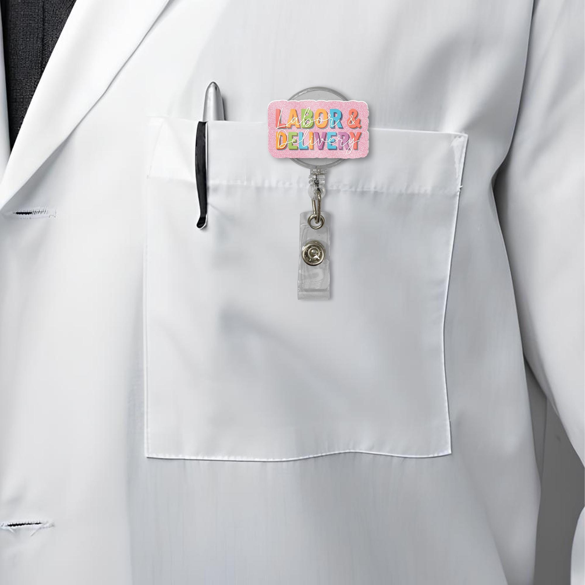 Labor and Delivery Badge Reel | Colorful Nurse ID Holder | Maternity Ward Name Tag Clip | OB RN Gift for L&D Nurses and Midwives