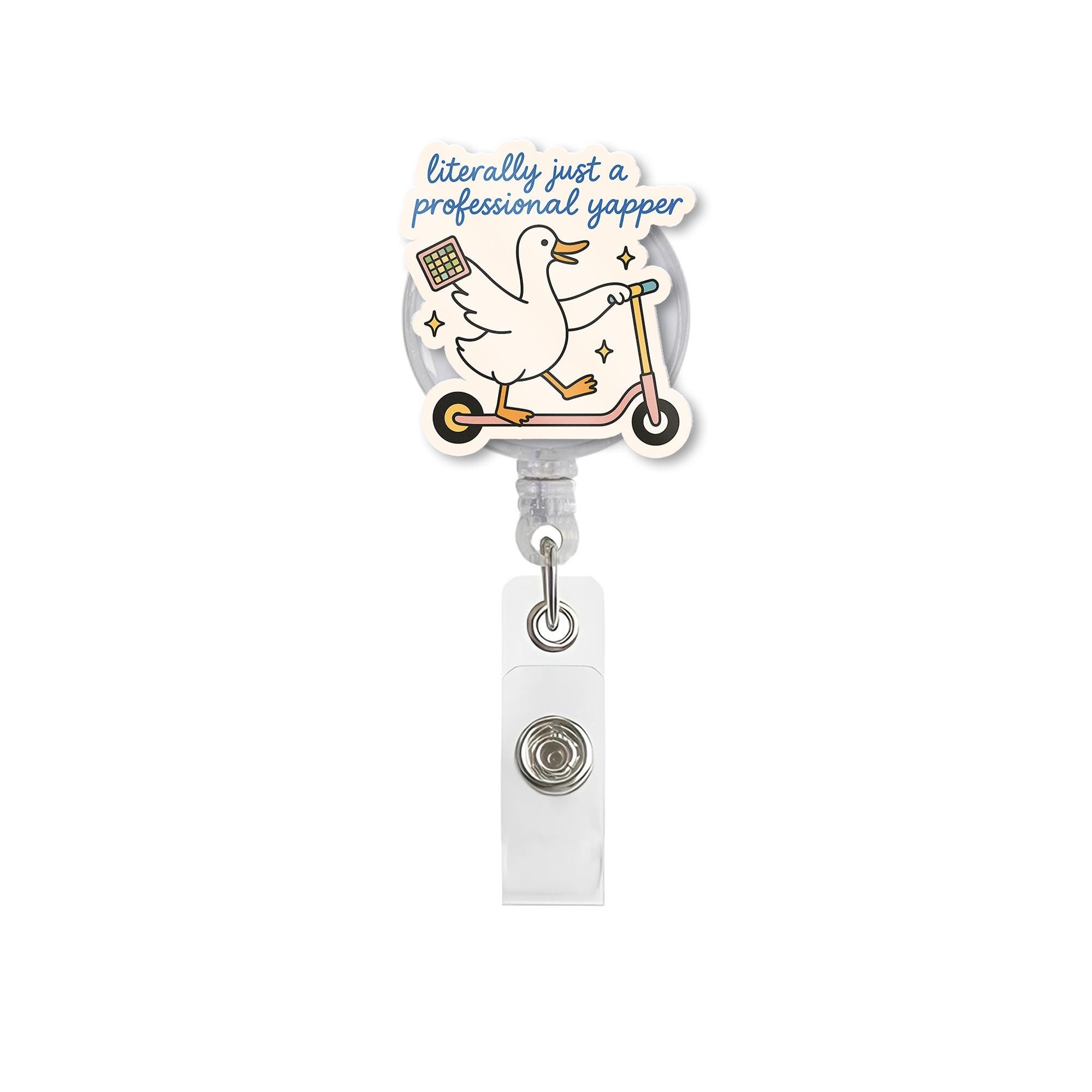 Funny Duck Badge Reel, Professional Yapper ID Holder, Cute Retractable Clip for Work, Animal Badge Reel Gift, Office Humor Accessory