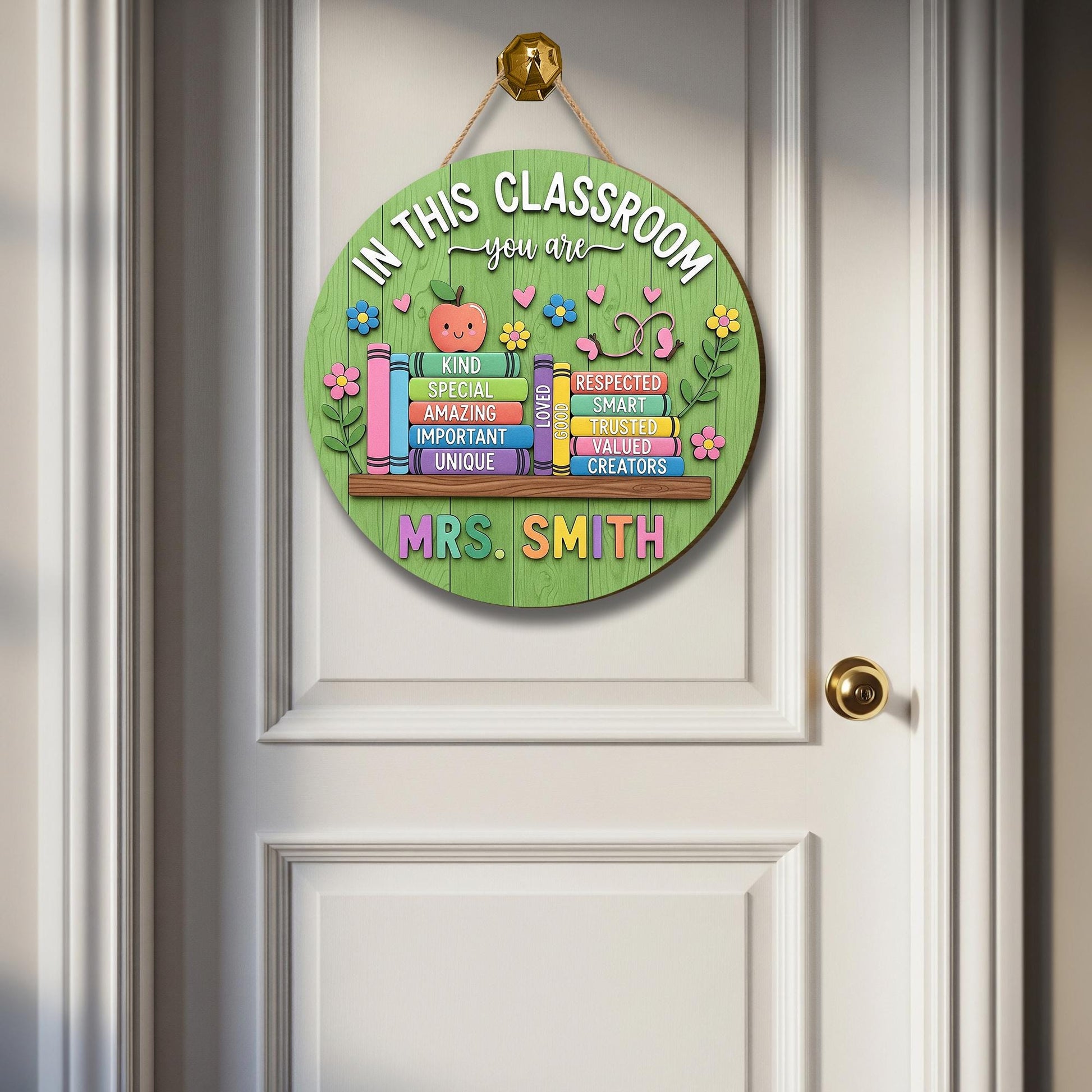 Custom Classroom Sign for Teachers | Personalized Wooden Door Hanger for Back to School | Teacher Gift Decor | Name Classroom Plaque