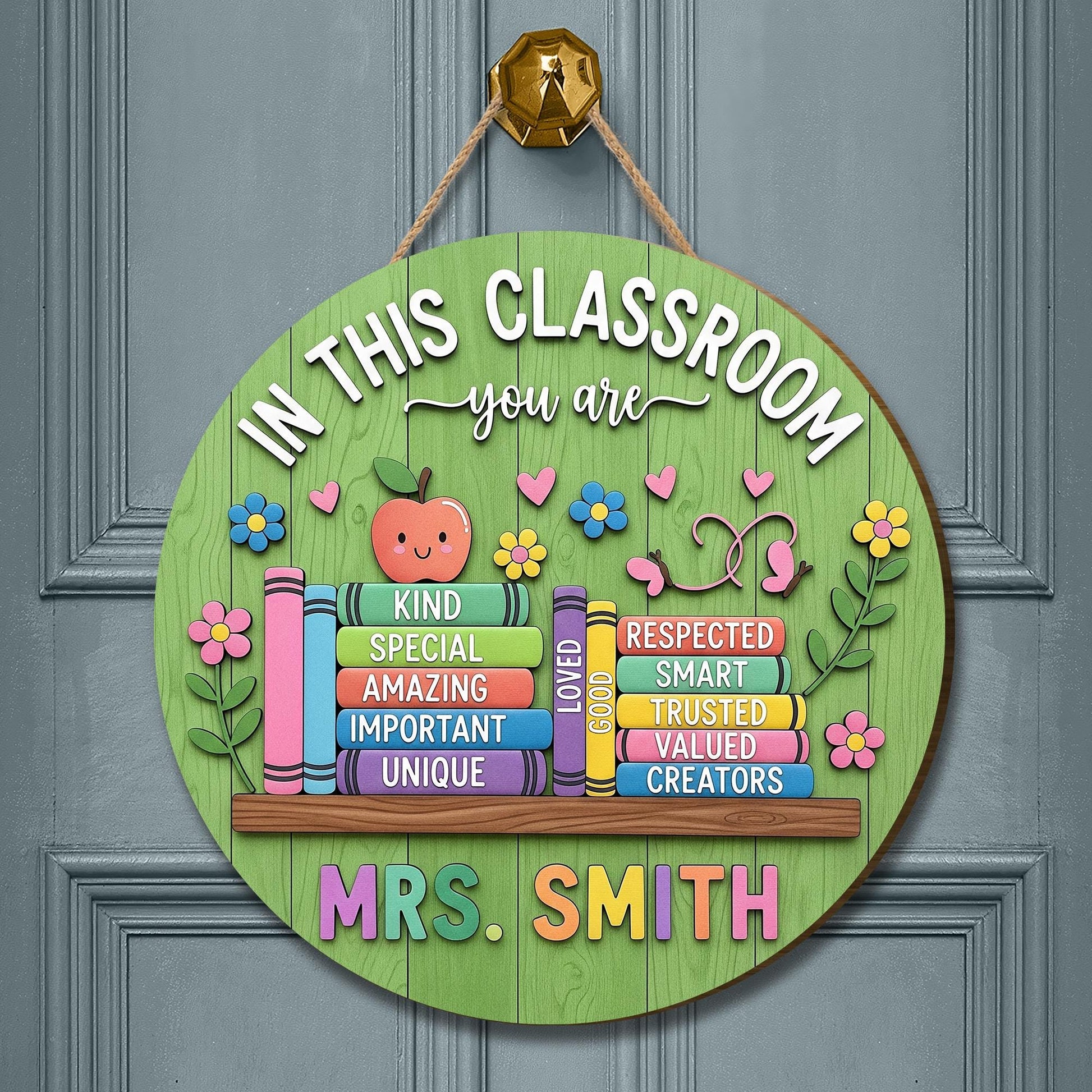Custom Classroom Sign for Teachers | Personalized Wooden Door Hanger for Back to School | Teacher Gift Decor | Name Classroom Plaque