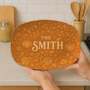 Custom Chinoiserie Pumpkin Platter - Personalized Fall Decor Plate - Orange Floral Thanksgiving Gift for Grandma - Vintage Style DECOR only