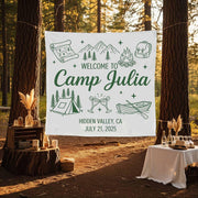 Custom Camp Banner, Welcome to Camp Sign, Personalized Camping Tapestry, Outdoor Reunion Decor, Camp Flag, amping Bachelorette Decor