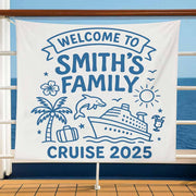 Custom Cruise Banner, Family Cruise Sign 2025, Personalized Ship Tapestry, Nautical Vacation Decor, Cruise Door or Balcony Flag