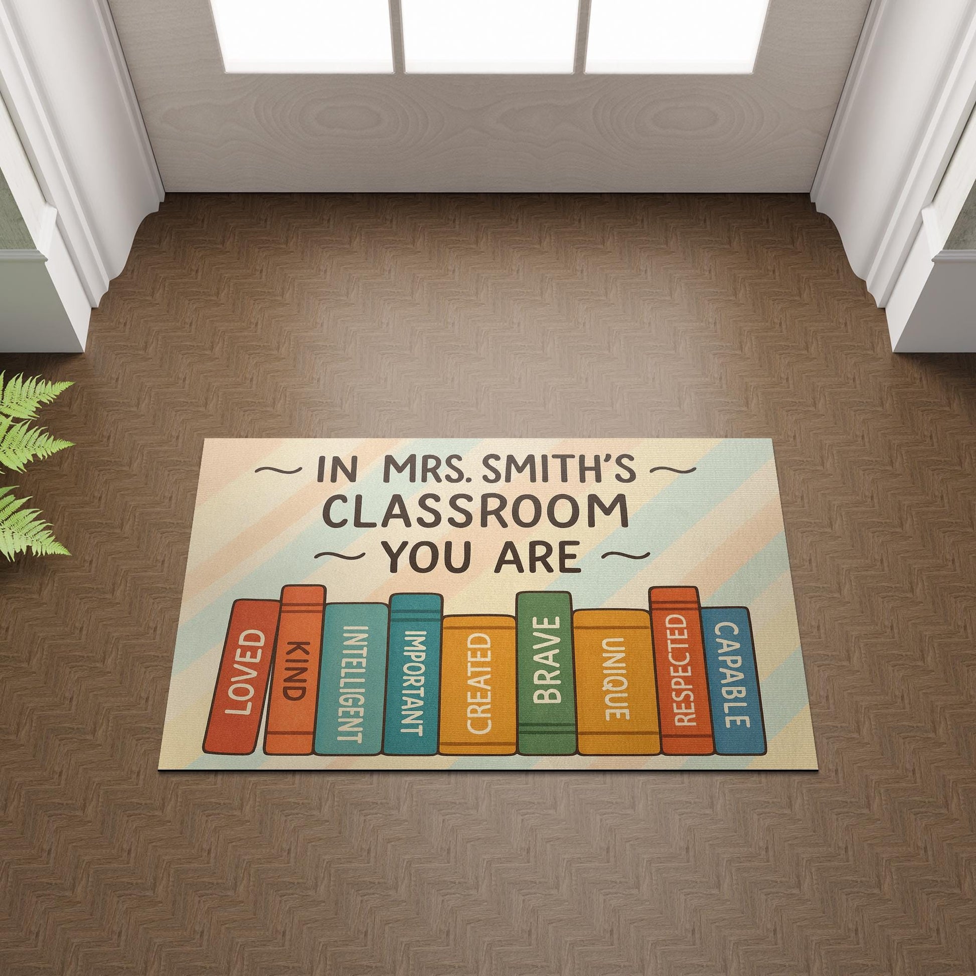 Classroom Doormat for Teachers, Personalized Welcome Mat, Book Theme Rug, School Entry Decor, Inspirational Teacher Gift
