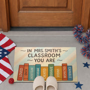 Classroom Doormat for Teachers, Personalized Welcome Mat, Book Theme Rug, School Entry Decor, Inspirational Teacher Gift