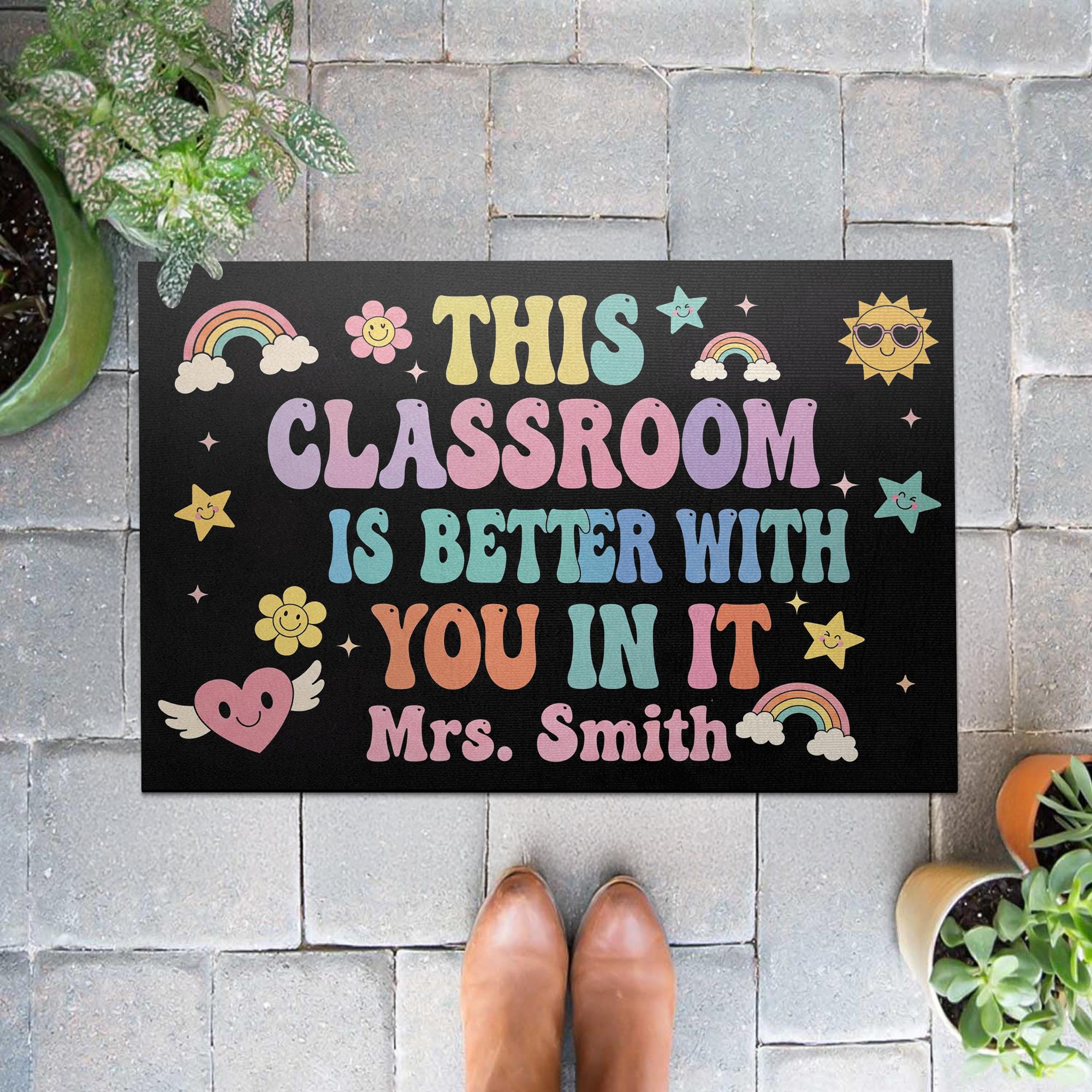 Classroom Welcome Doormat, Back to School Teacher Rug, Cute Entry Mat for Students, Personalized Door Mat, Teacher Decor, Cute Class