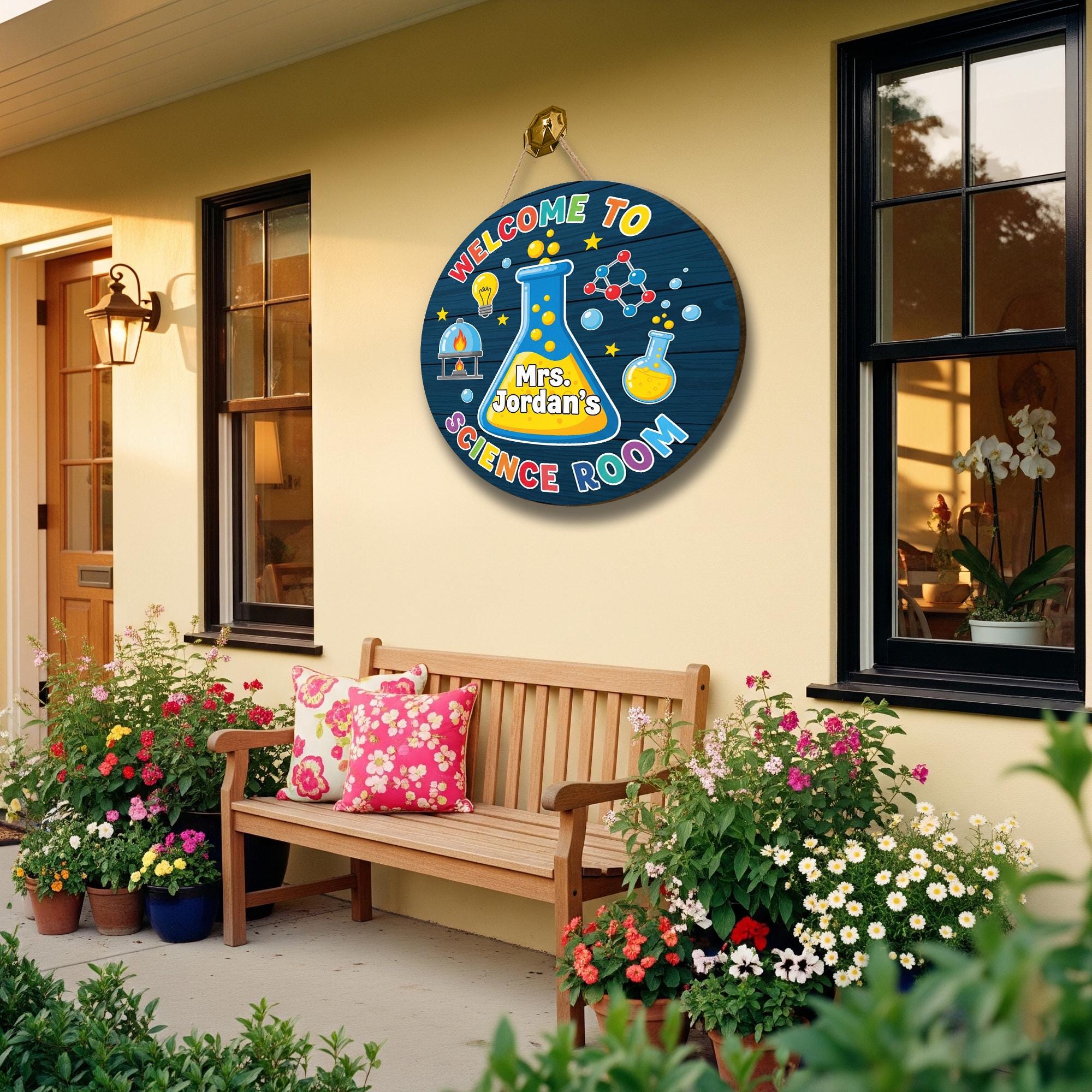 Personalized Science Classroom Door Sign, Custom Teacher Name Lab Decor, STEM Welcome Sign, Back to School Teacher Gift, Back To School Sign